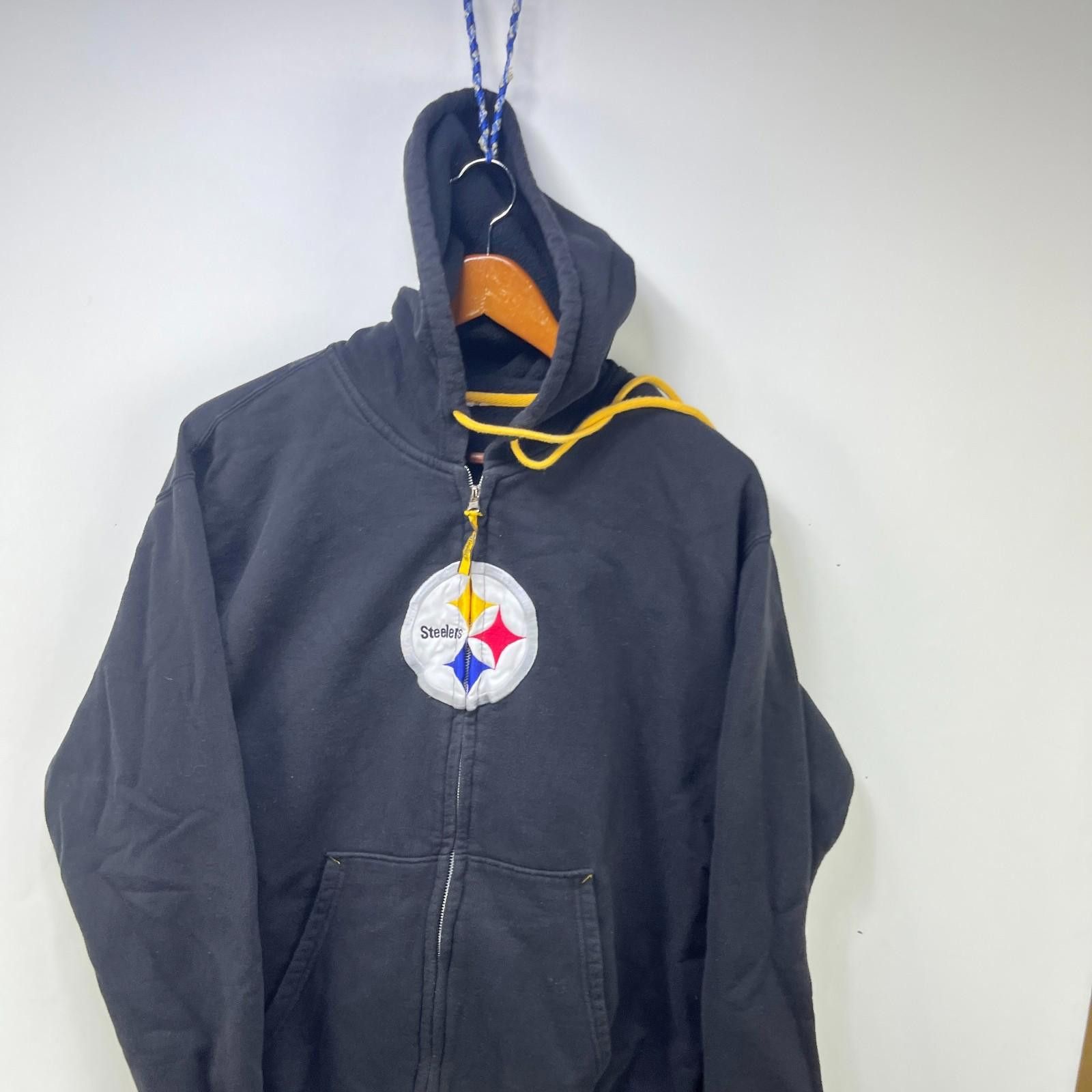 Reebok Vintage Pittsburgh Steelers Zip Up Hoodie Large Size ONE SIZE - 2 Thumbnail