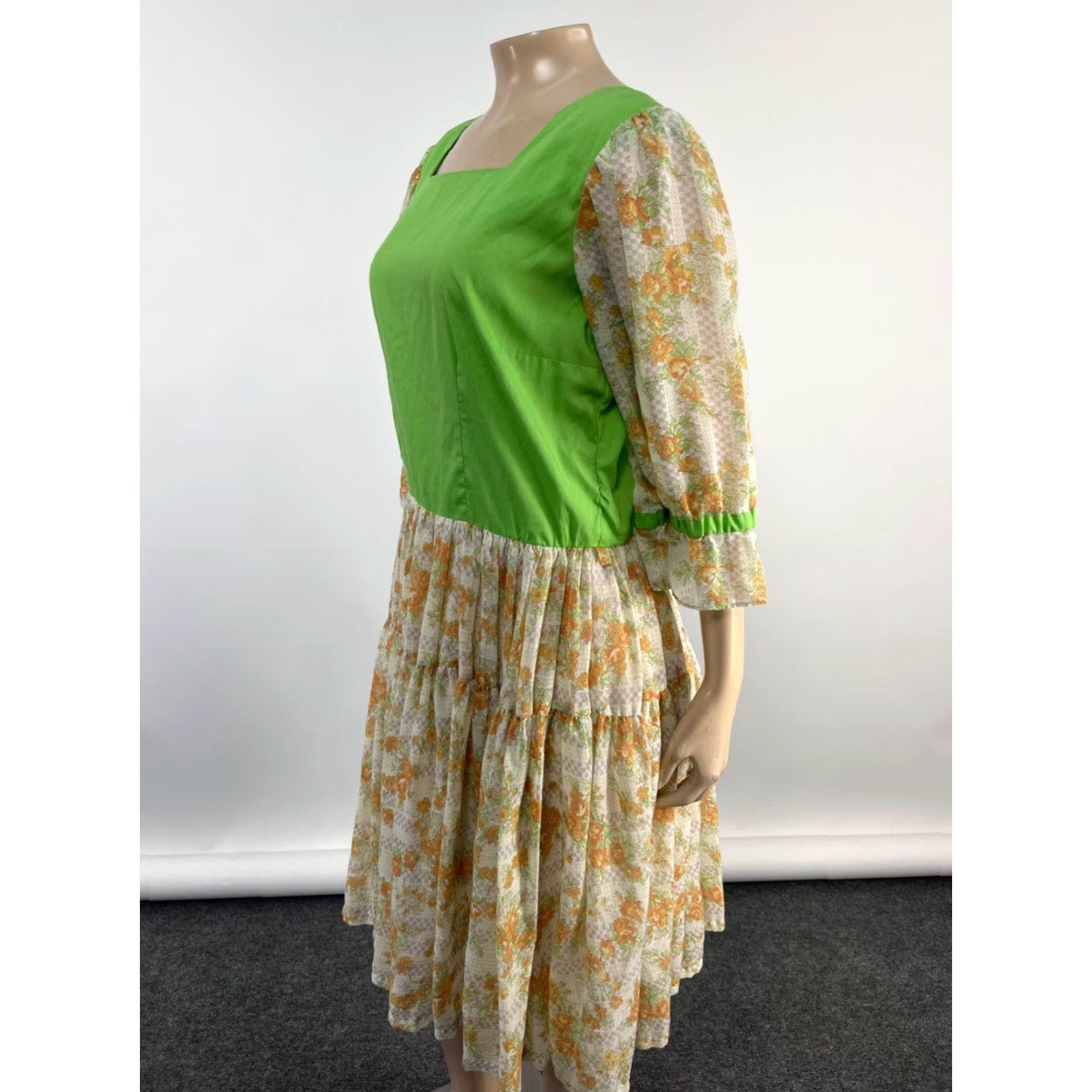 DANCER VINTAGE Deloris Tea Dress Dress Party 60s 70s Floral Cotton Square Dance Bohemian XS/S Pink Womens Size 4XL / US 24-26 - 3 Thumbnail