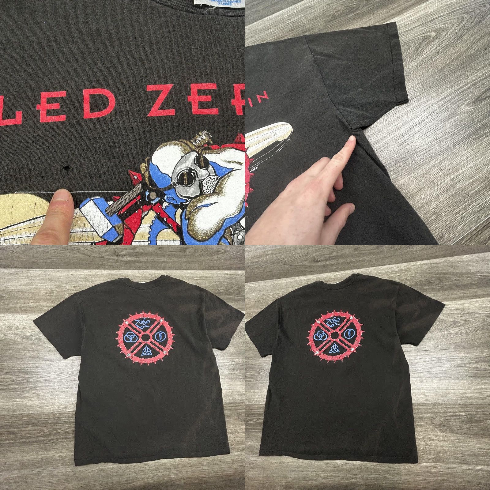 Hanes VINTAGE Led Zeppelin Shirt Mens XL Black 1993 Zoso Graphic 90s USA VERY RARE Size US XL / EU 56 / 4 - 8 Thumbnail