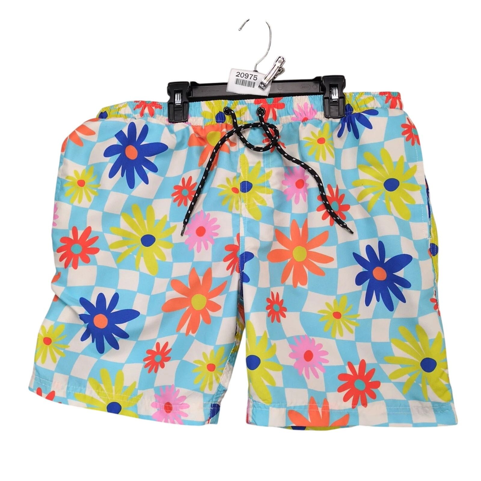 Other Distortion Men's XL Retro Hippie Floral Check 7" Swim Trunks Size US 34 / EU 50 - 1 Thumbnail