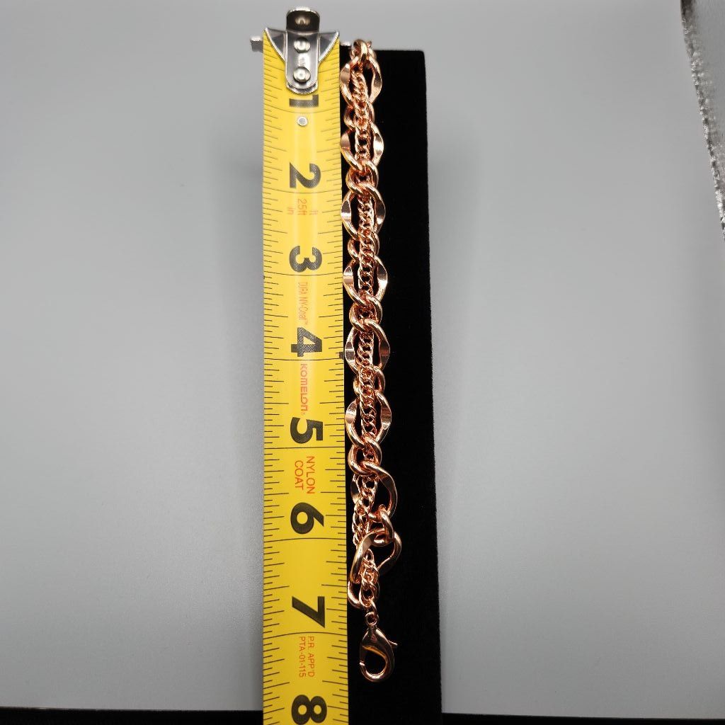 Designer Chunky Rose Gold-Tone Bracelet Double Strand Intertwined 7.5 Size ONE SIZE - 5 Thumbnail