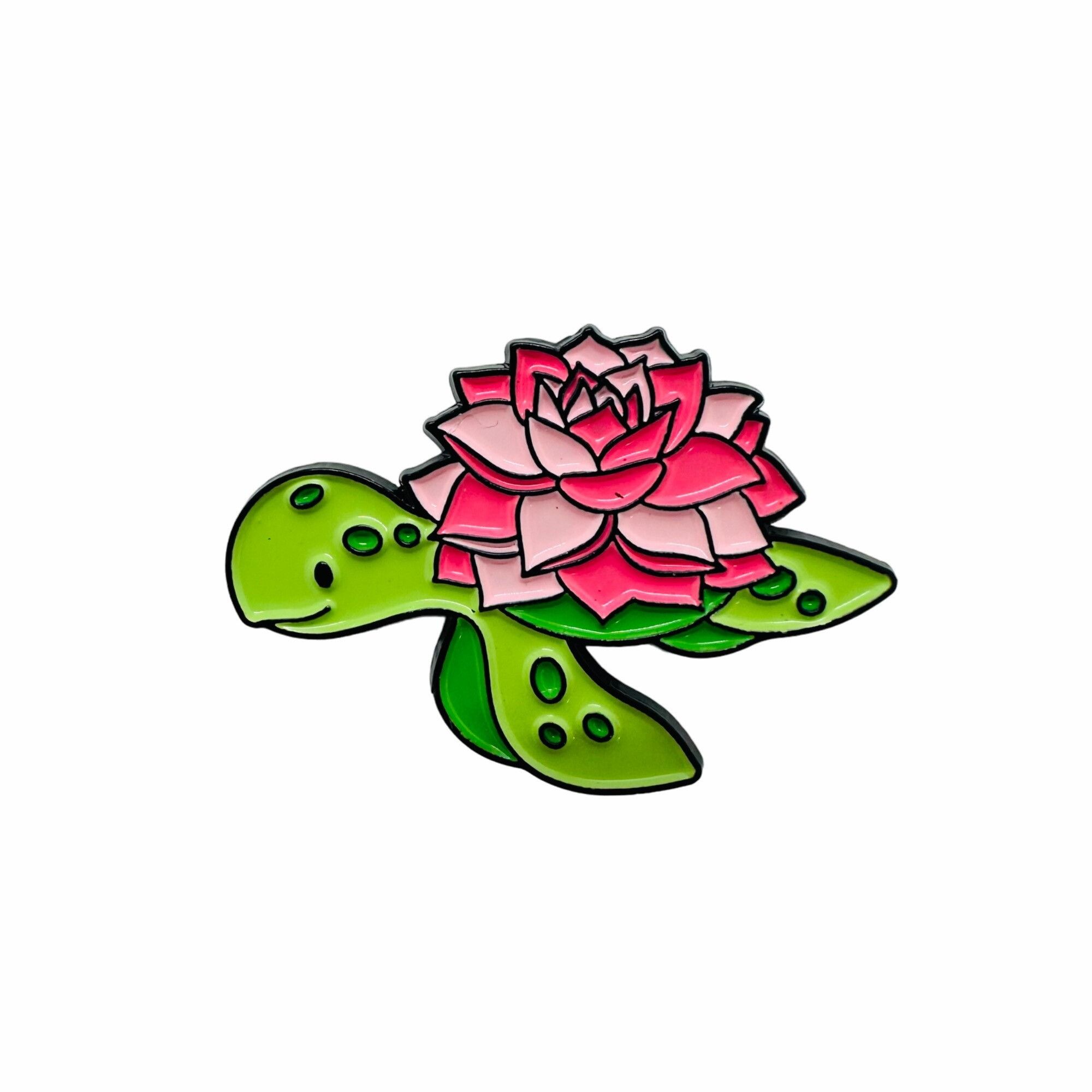 Other New Turtle Sea with Flowers Lotus Pink and Green Enamel Bug Size ONE SIZE - 5 Thumbnail