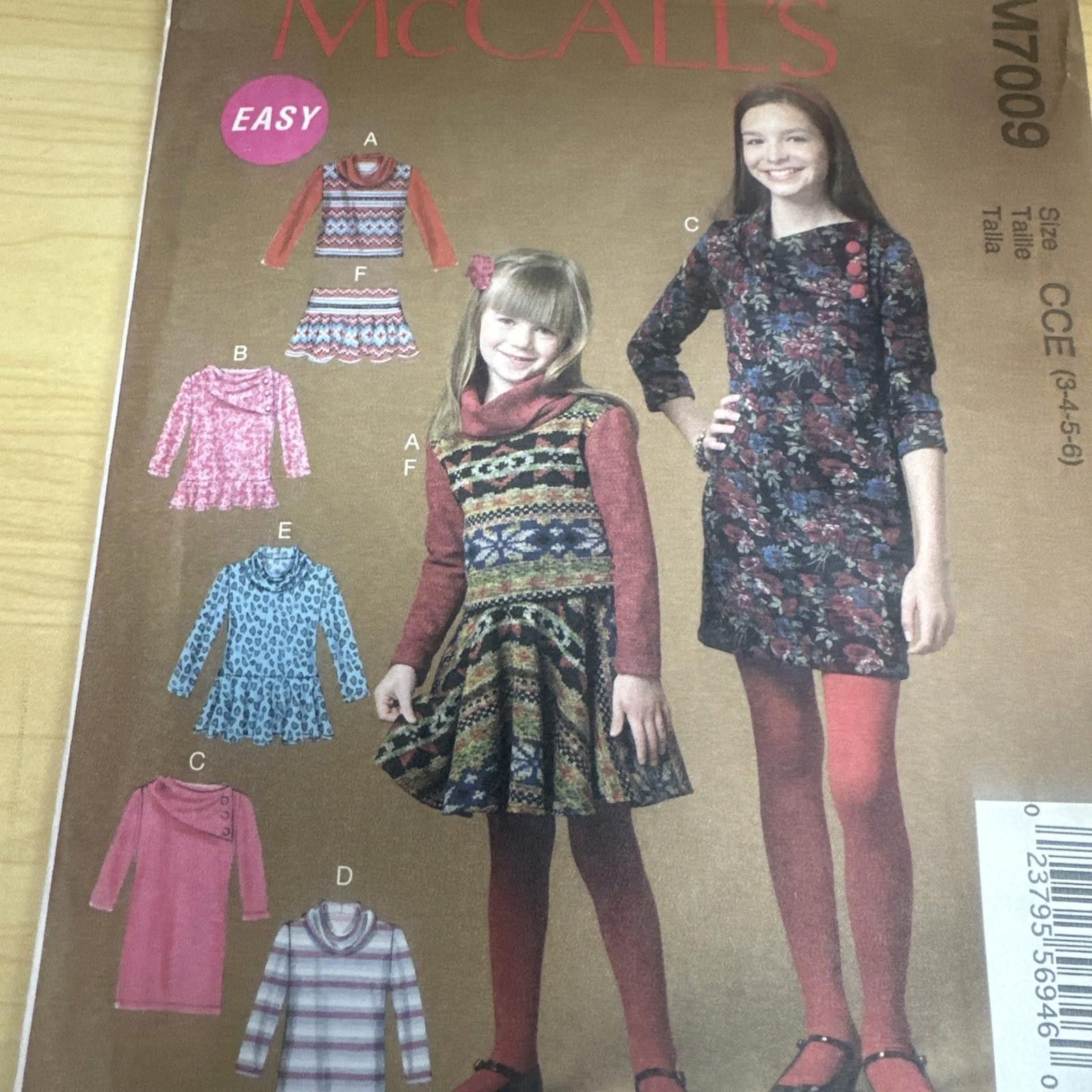 Other McCall’s 7009 Girls Shirts Skirt Size 3-4-5-6 Sewing Pattern Size ONE SIZE - 2 Thumbnail