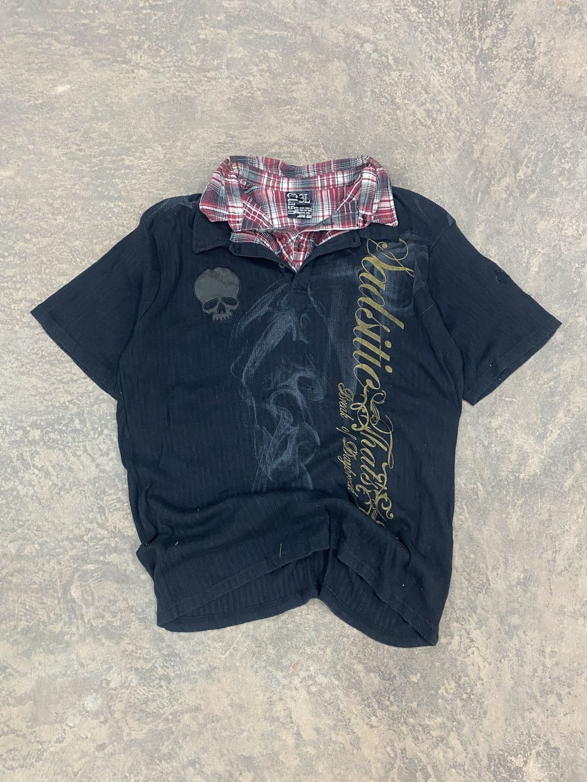 If Six Was Nine Skull☠️ Clash Double Collar Y2K Poem Punk Grunge 90s LGB Size US XL / EU 56 / 4 - 1 Thumbnail