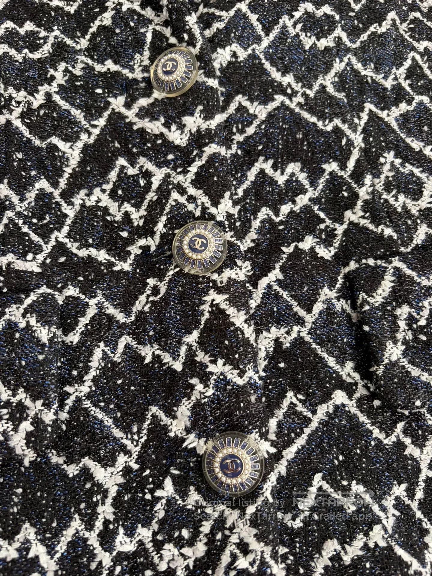 Chanel Chanel Blue White Tweed Pocket Coat. Size US XS / EU 42 / 0 - 3 Thumbnail