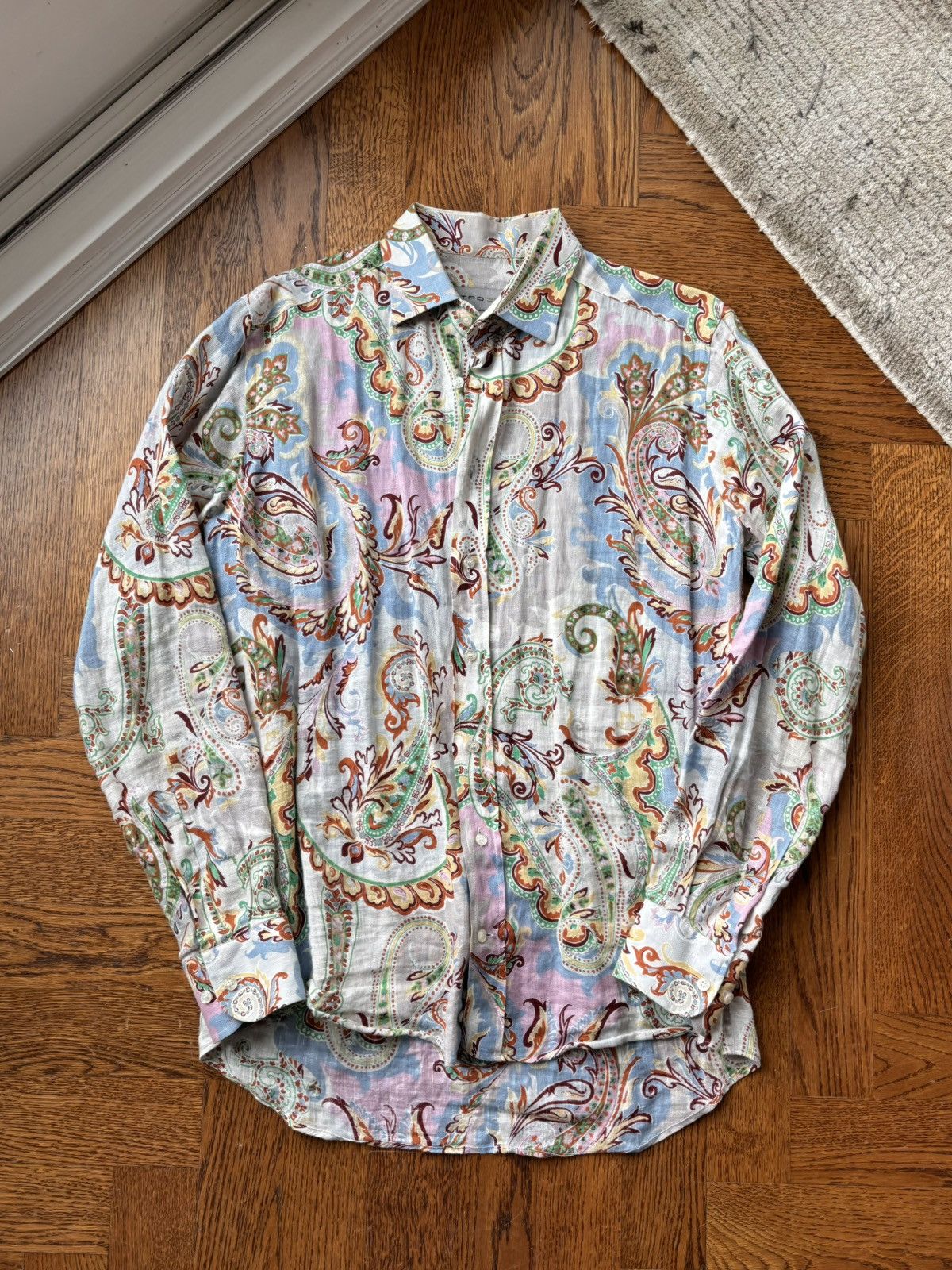 Designer × Etro Etro 35 Linen Button Up Dress Shirt Italy Paisely ETRO Italy Size US S / EU 44-46 / 1 - 10 Thumbnail