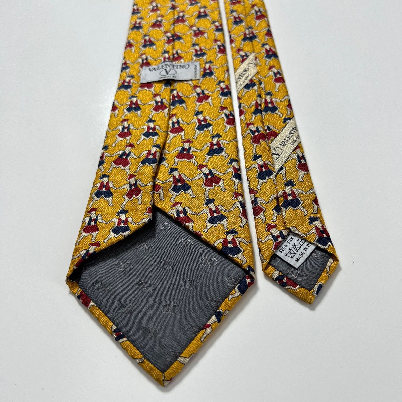 Valentino Valentino Cravatte Men Tie Gold Blue Red Silk Woven Necktie Size ONE SIZE - 2 Thumbnail