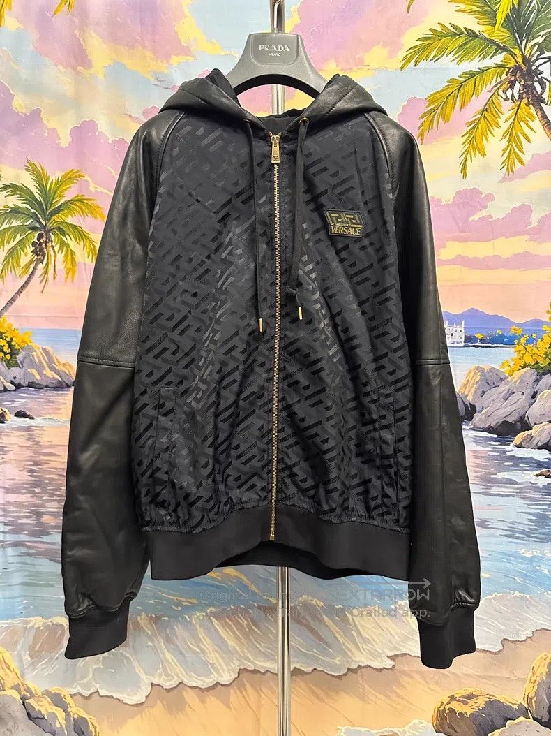 Versace Versace Maze series patchwork hooded leather jacket Size US L / EU 52-54 / 3 - 1 Thumbnail