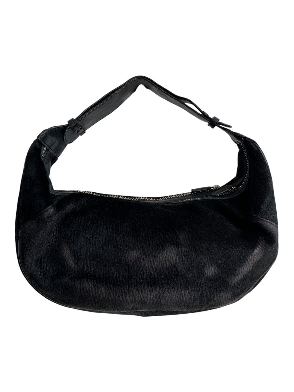 Roen Y2K Manu Atelier Pony Brush Leather Double Zip Gala Hobo Bag Size ONE SIZE - 2 Thumbnail