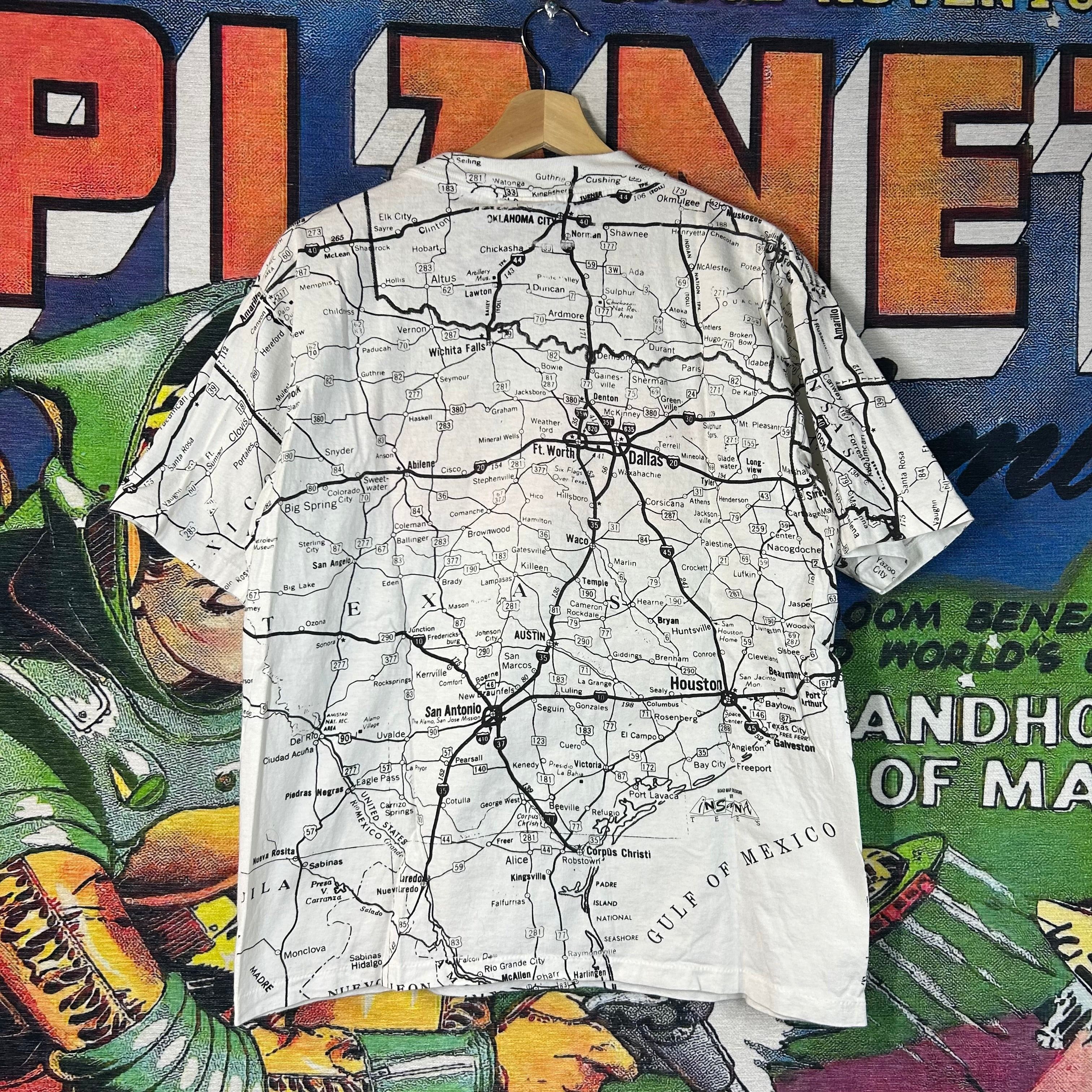 Vintage Vintage 90s Texas Roadmap AOP Tee Size Large Size US L / EU 52-54 / 3 - 2 Thumbnail