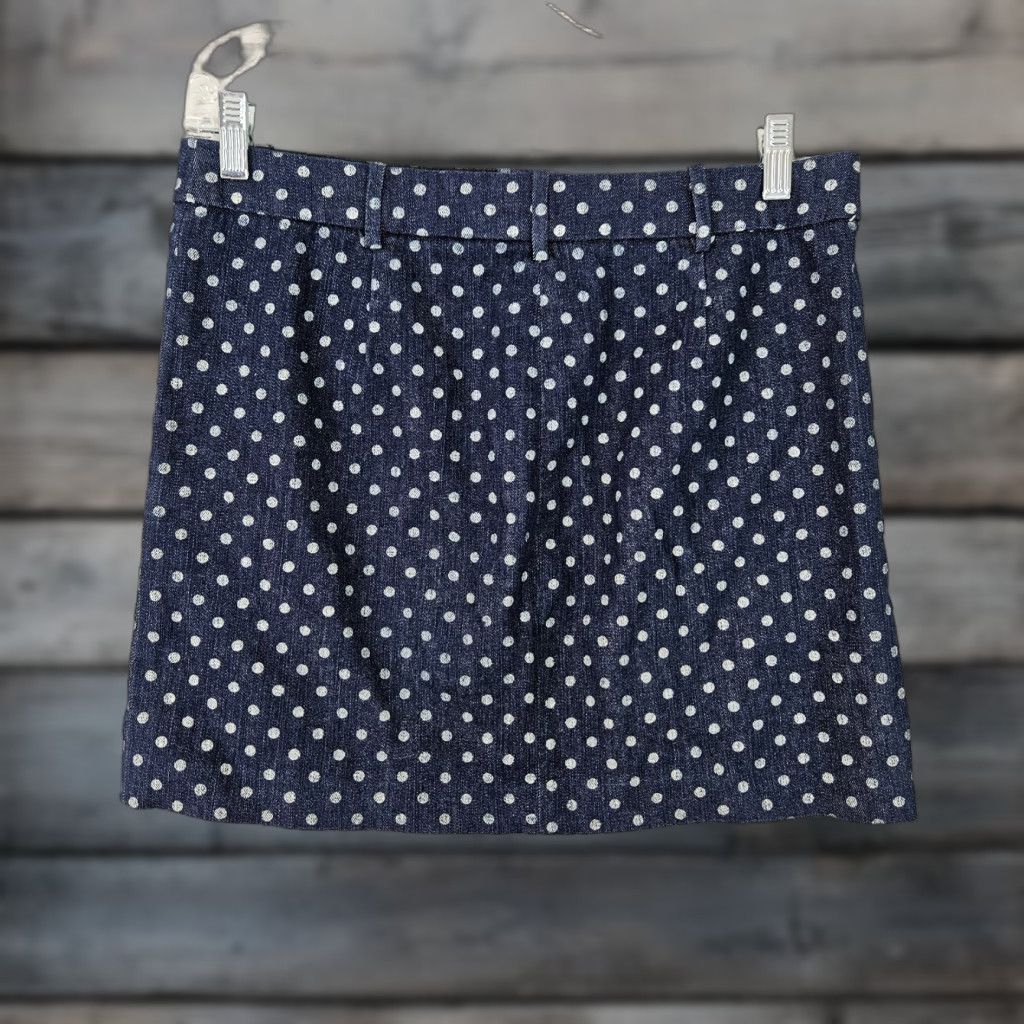 J.Crew J.CREW Skirt Womens Sz 4 Blue White Polka Dot Cotton Blend Short Pencil Straight Pattern Polka Dot Womens Size 27" / US 4 / IT 40 - 1 Thumbnail