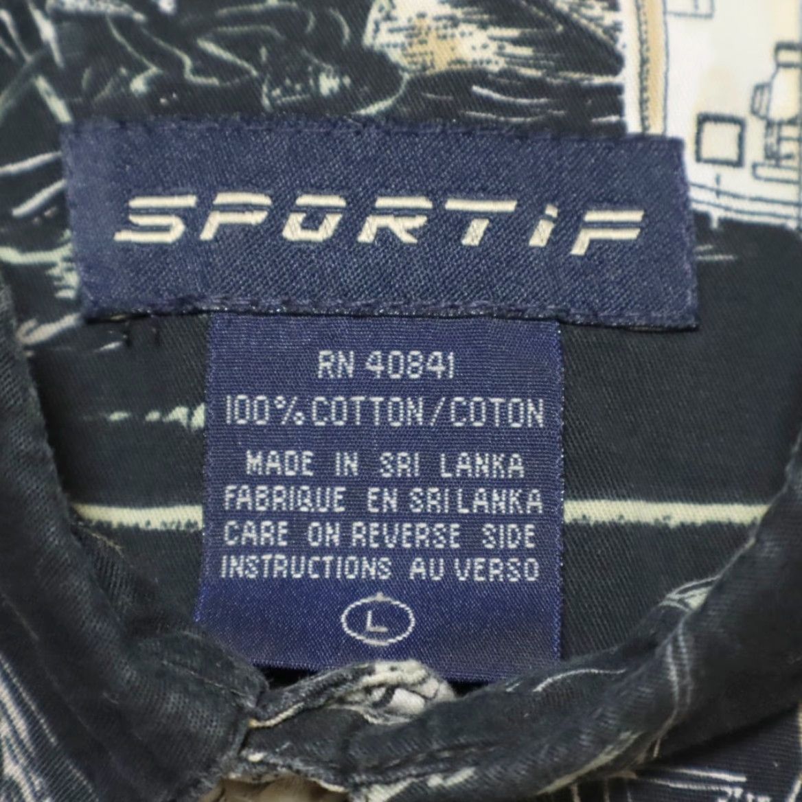 Vintage Sportif Deep Sea Fishing Camp Cotton All Over Print Button Up Shirt Black Men’s L Shirt Size US L / EU 52-54 / 3 - 5 Thumbnail