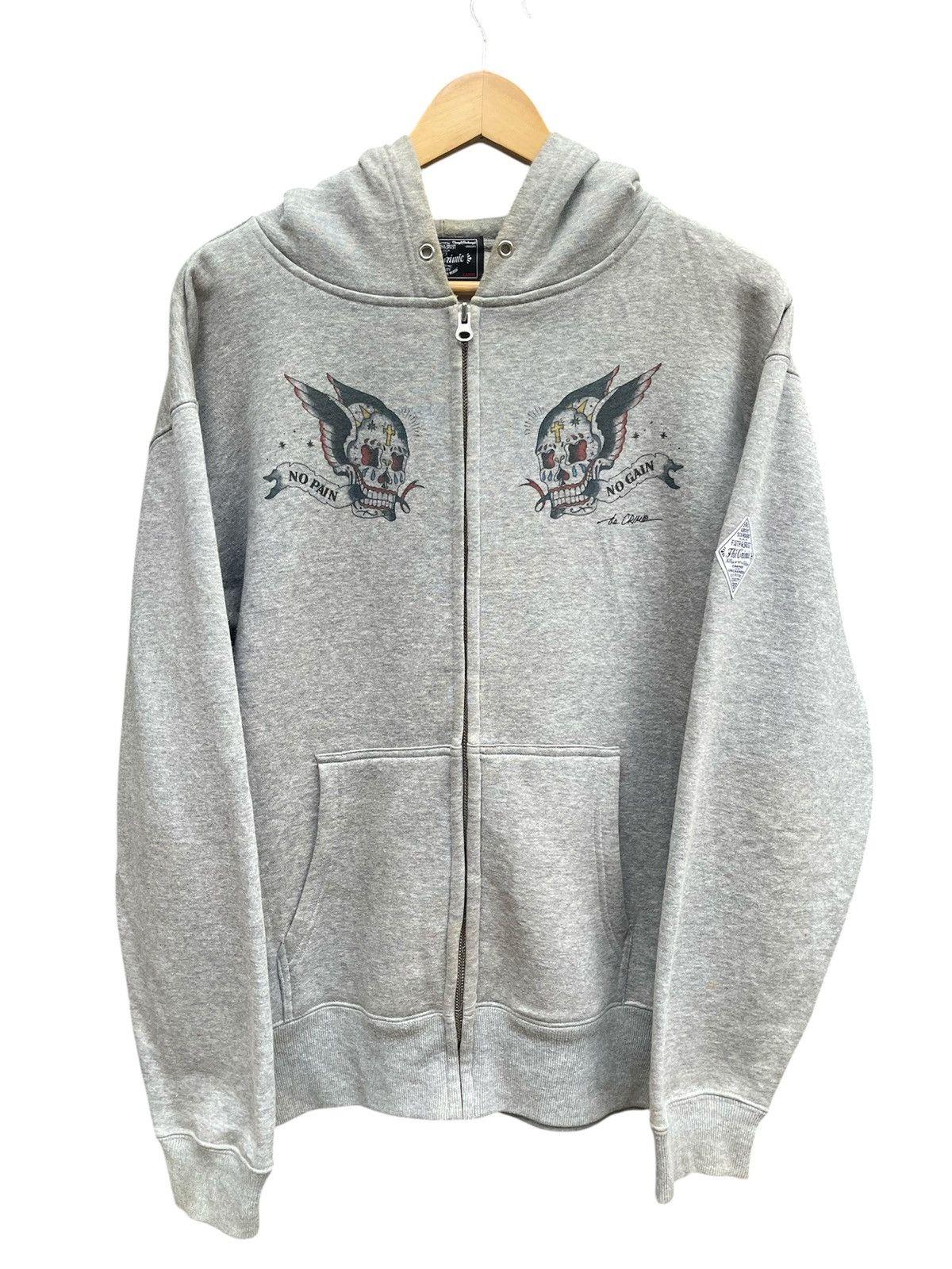 Vintage La Chouette 'No Pain No Gain' Skull Hoodie - Made in Japan Size US M / EU 48-50 / 2 - 1 Thumbnail
