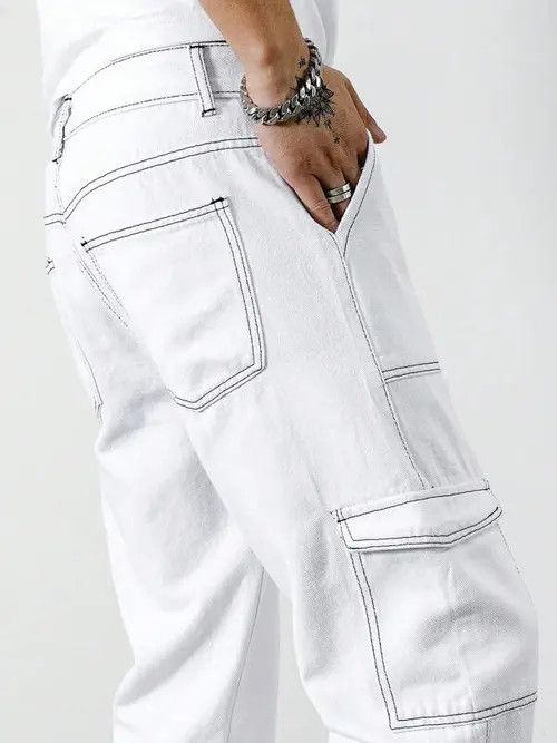 Jean × Vintage Cargo Stiching Jeans Pants Straight Leg Size US 32 / EU 48 - 3 Thumbnail