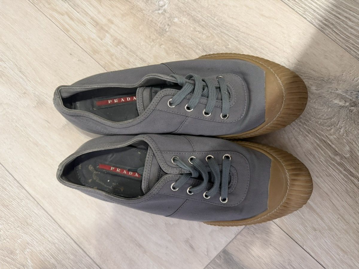 Prada Prada Canvas Sneakers – Grey with Gum Sole Size US 6.5 / EU 39-40 - 1 Thumbnail