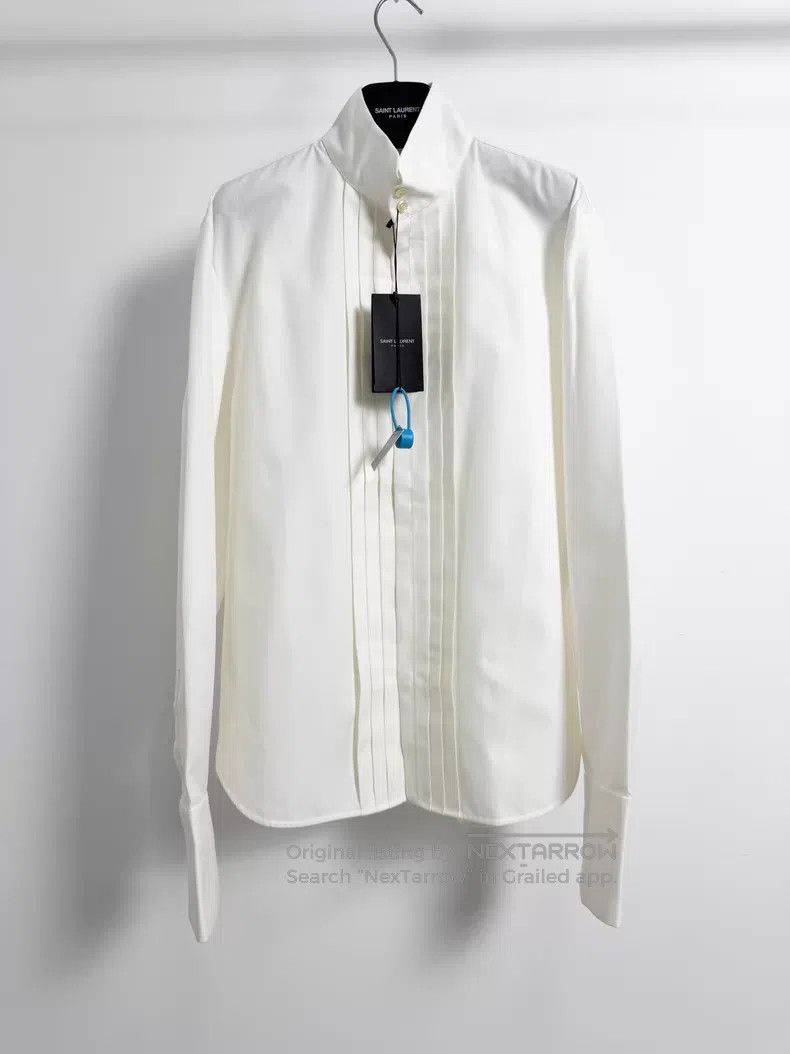 Saint Laurent Paris Saint Laurent Paris White Collar Accordion Dress Shirt Size XS / US 0-2 / IT 36-38 - 1 Thumbnail