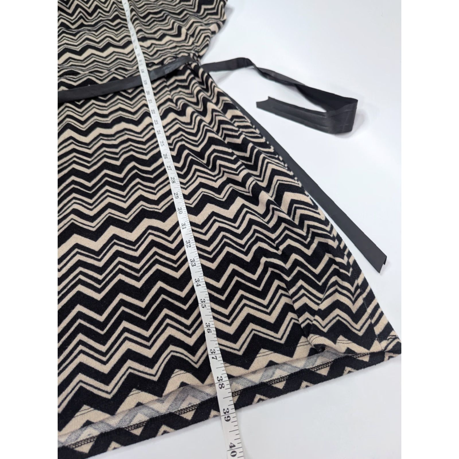 Vintage Jonathan Martin Dress Women Maxi Belted Chevron Knit Black Tan 12 Casual Size XL / US 12-14 / IT 48-50 - 5 Thumbnail