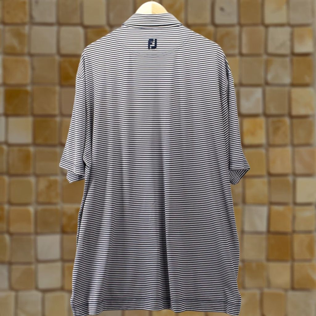 Footjoy FootJoy Polo Shirt Navy White Striped Short Sleeve XL Men Size US XL / EU 56 / 4 - 1 Thumbnail
