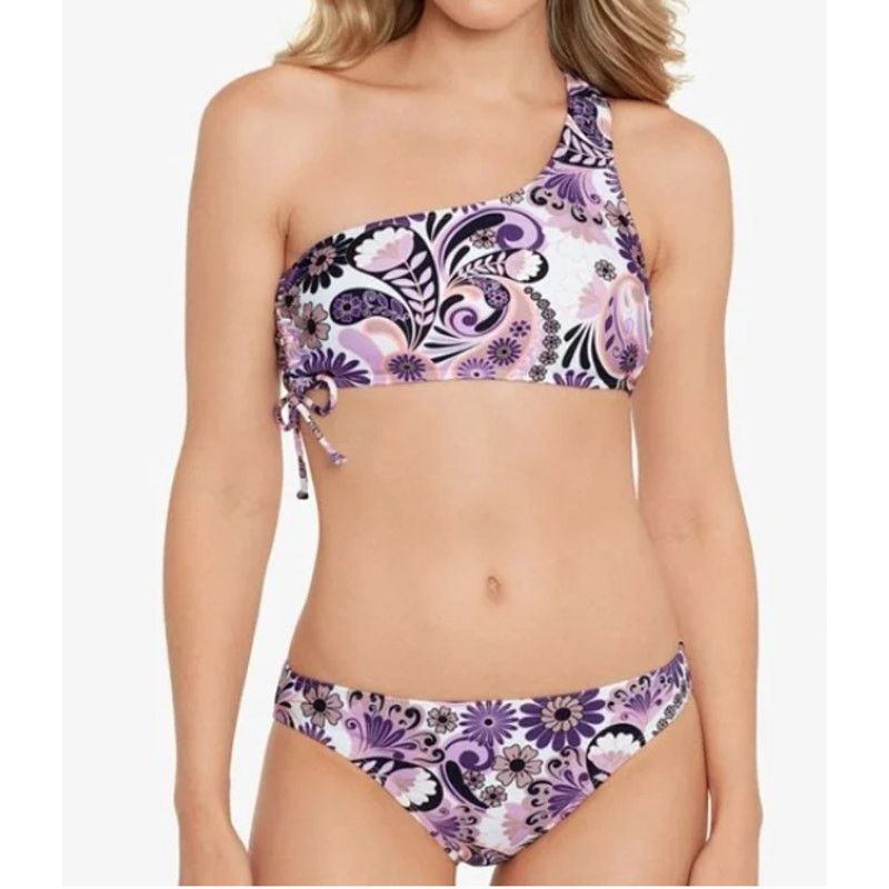 Other SALT + COVE Printed One-Shoulder Side-Shirred Bikini Top M Size M / US 6-8 / IT 42-44 - 1 Thumbnail