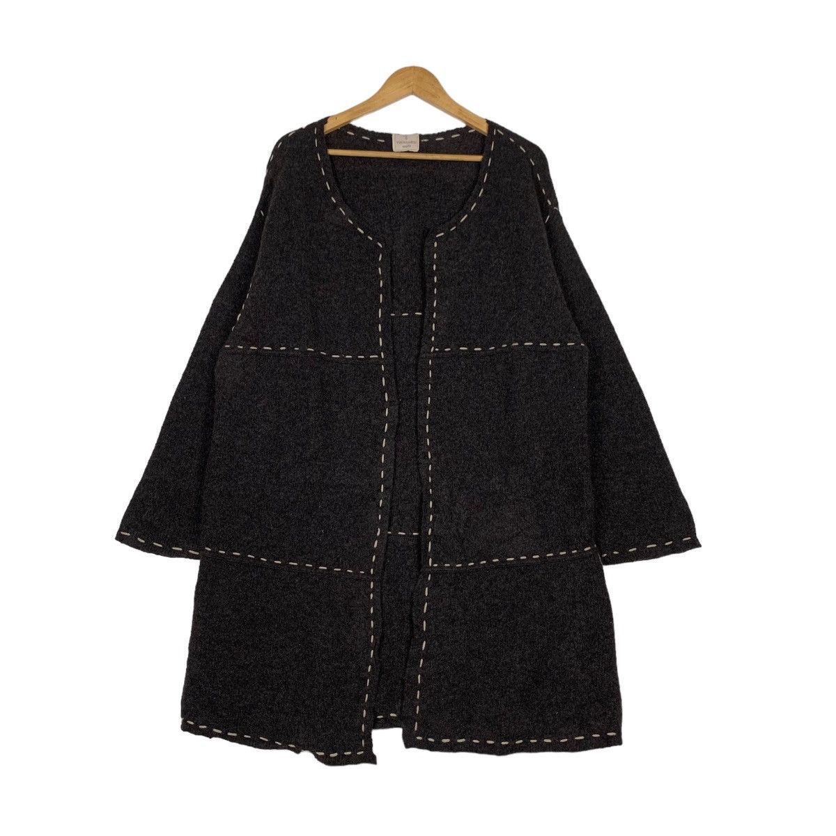 Trussardi TRUSSARDI Maglie Wool Long Cardigan Buttonless #1018-C46 Size XL / US 12-14 / IT 48-50 - 1 Thumbnail