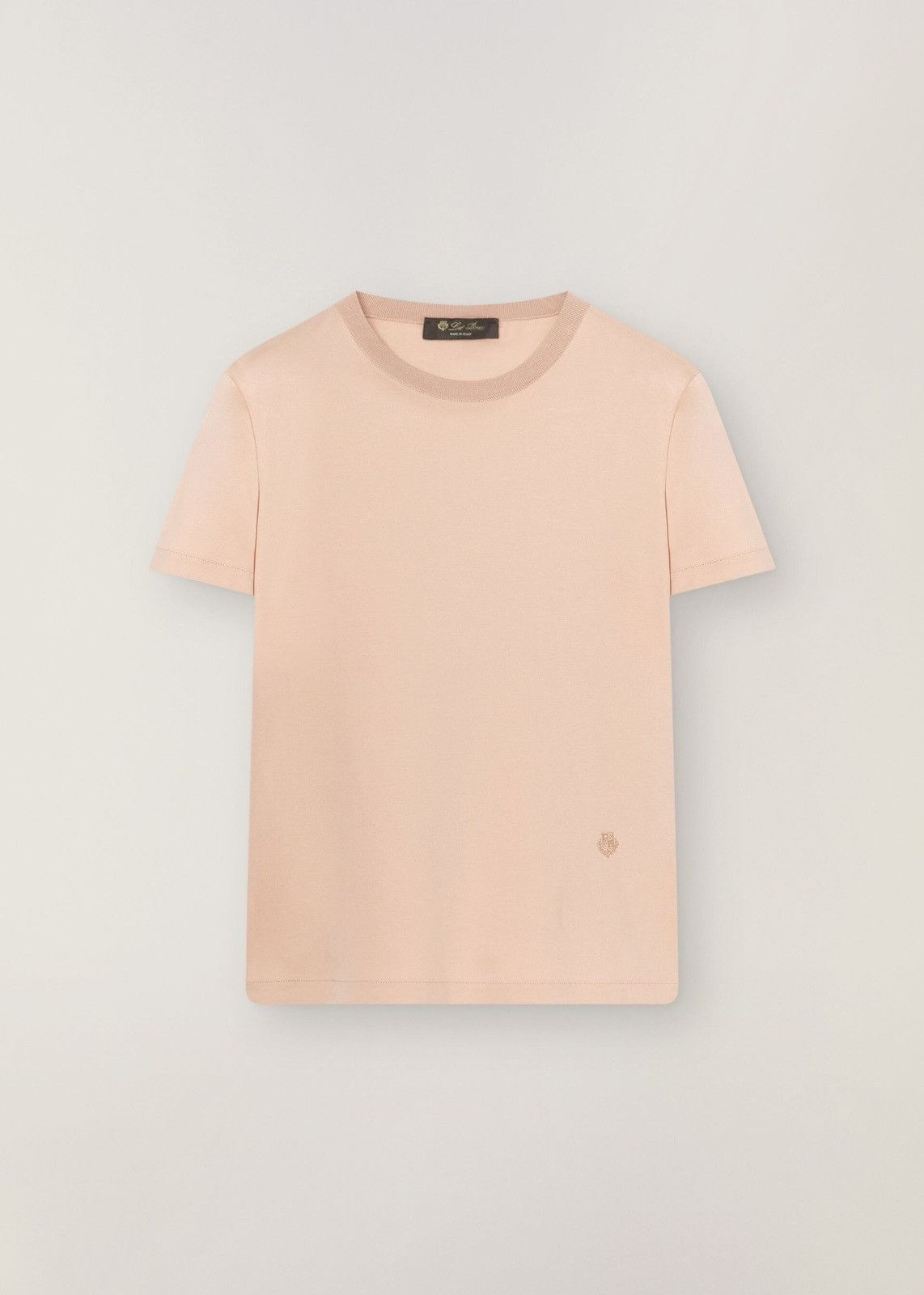 image of Loro Piana O1Loc1C0224 Roundneck Cotton T-Shirt In Light Pink, Women's (Size Medium)
