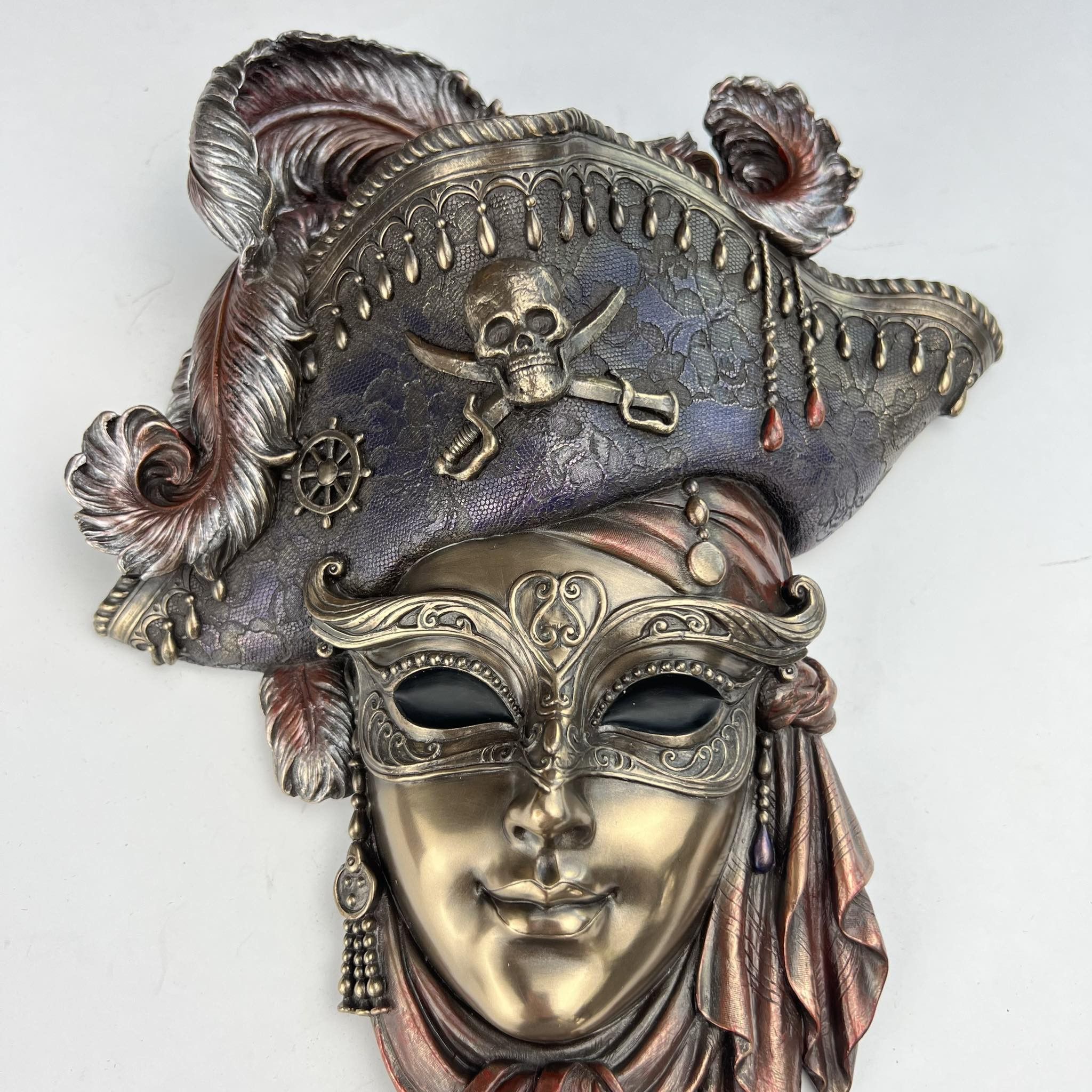 Other Venice Pirate Mask Huge Statue Figure Polystone Bronze Decor Size ONE SIZE - 5 Thumbnail