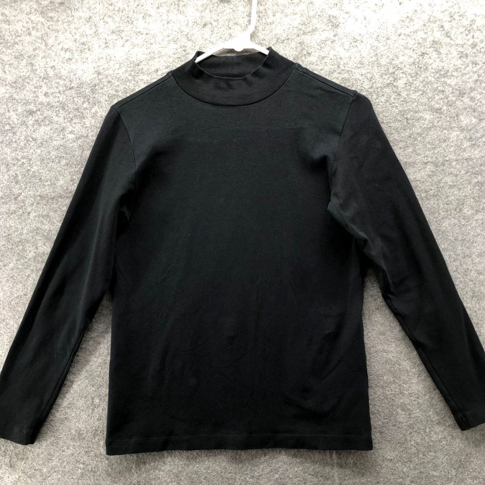 Muji Muji Mock Neck Long Sleeve T-Shirt Womens M Black Stretch Cotton Blend Size M / US 6-8 / IT 42-44 - 2 Thumbnail