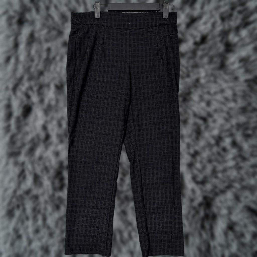 Vintage VINTAGE? No. Briggs Dress Pants PS Petite Black Check Ponte Pull On Stretch Office Workwear Size 28" / US 6 / IT 42 - 1 Thumbnail