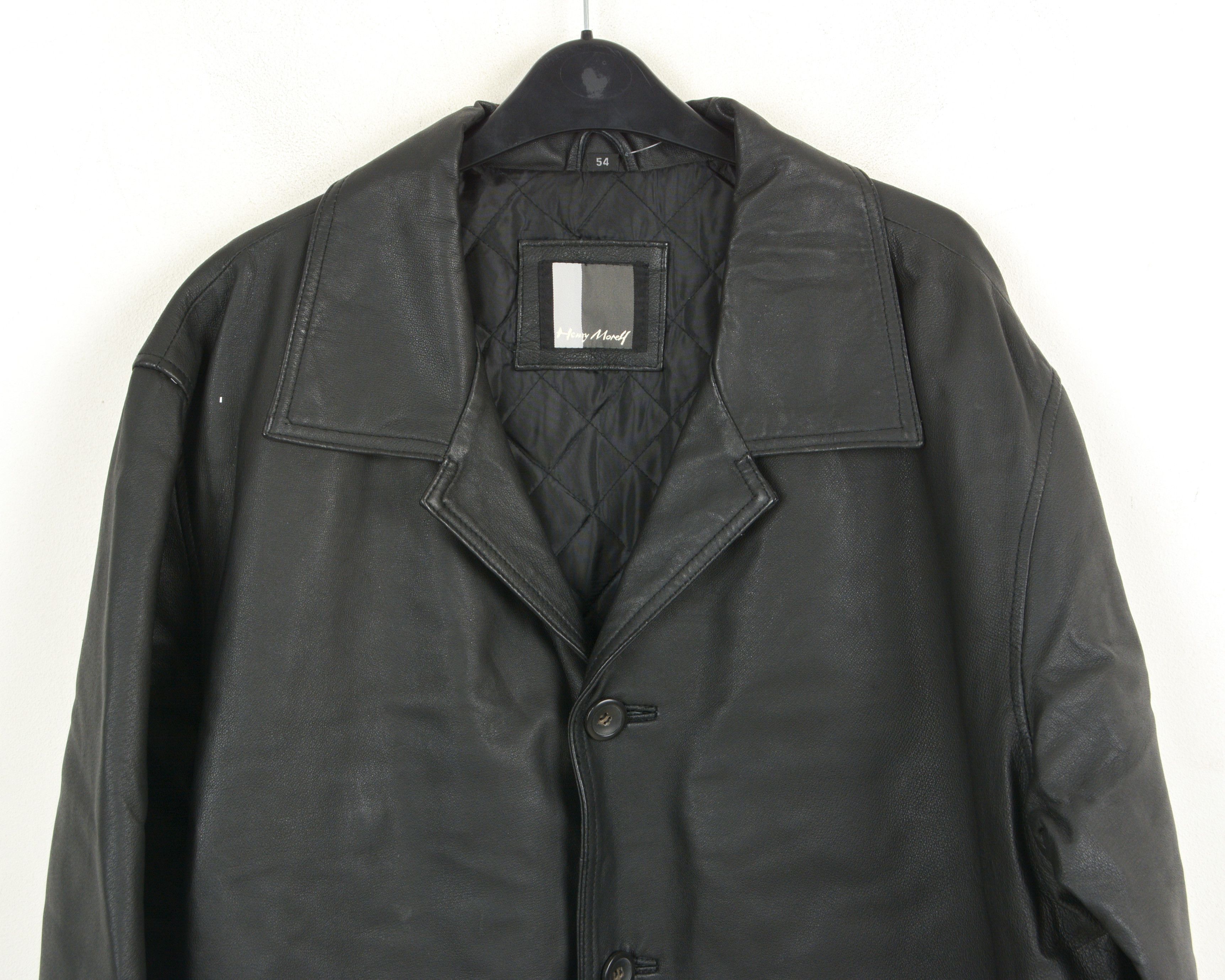 Leather Henry Monell Uk 44 Us Leather Over Coat Jacket XL Biker Size US XL / EU 56 / 4 - 8 Thumbnail