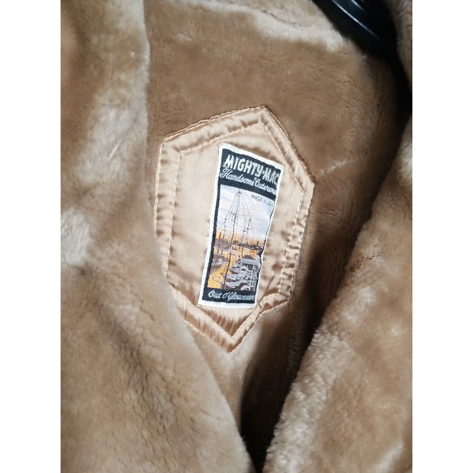 Vintage VINTAGE Mighty Mac Wool Coat Jacket Mens 42 Beige Faux Fur Collar Lining 70s Overcoat Wool, Mid-Length, Button, Chest 26.5, Length 35 Size US XS / EU 42 / 0 - 2 Thumbnail