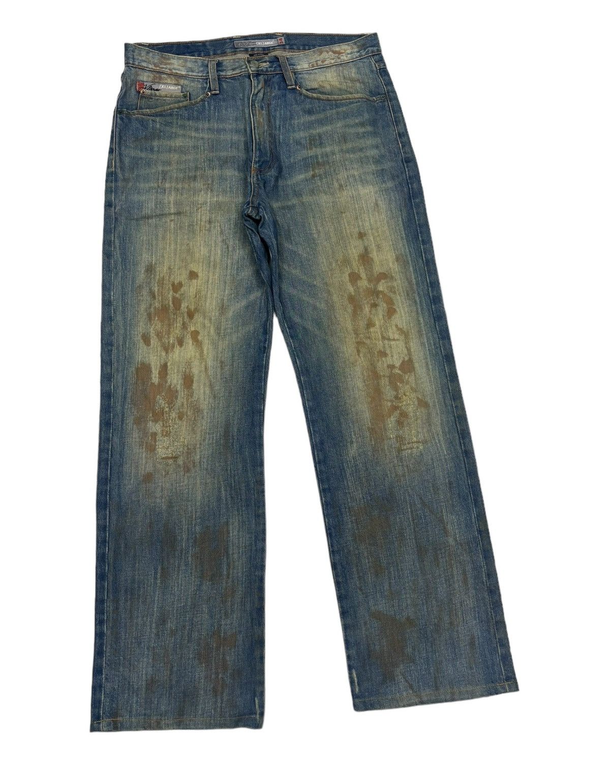 Xlarge RARE🔥X-LARGE MUD WASH ART BAGGY JEANS Size US 34 / EU 50 - 3 Thumbnail