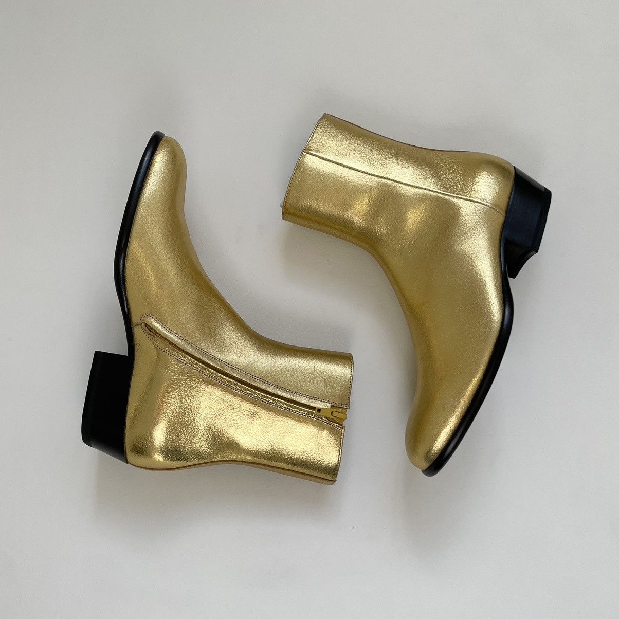 Maison Margiela S/S 17 Cuban Heel 'Gold Leather' Boots Size US 8 / EU 41 - 16 Thumbnail