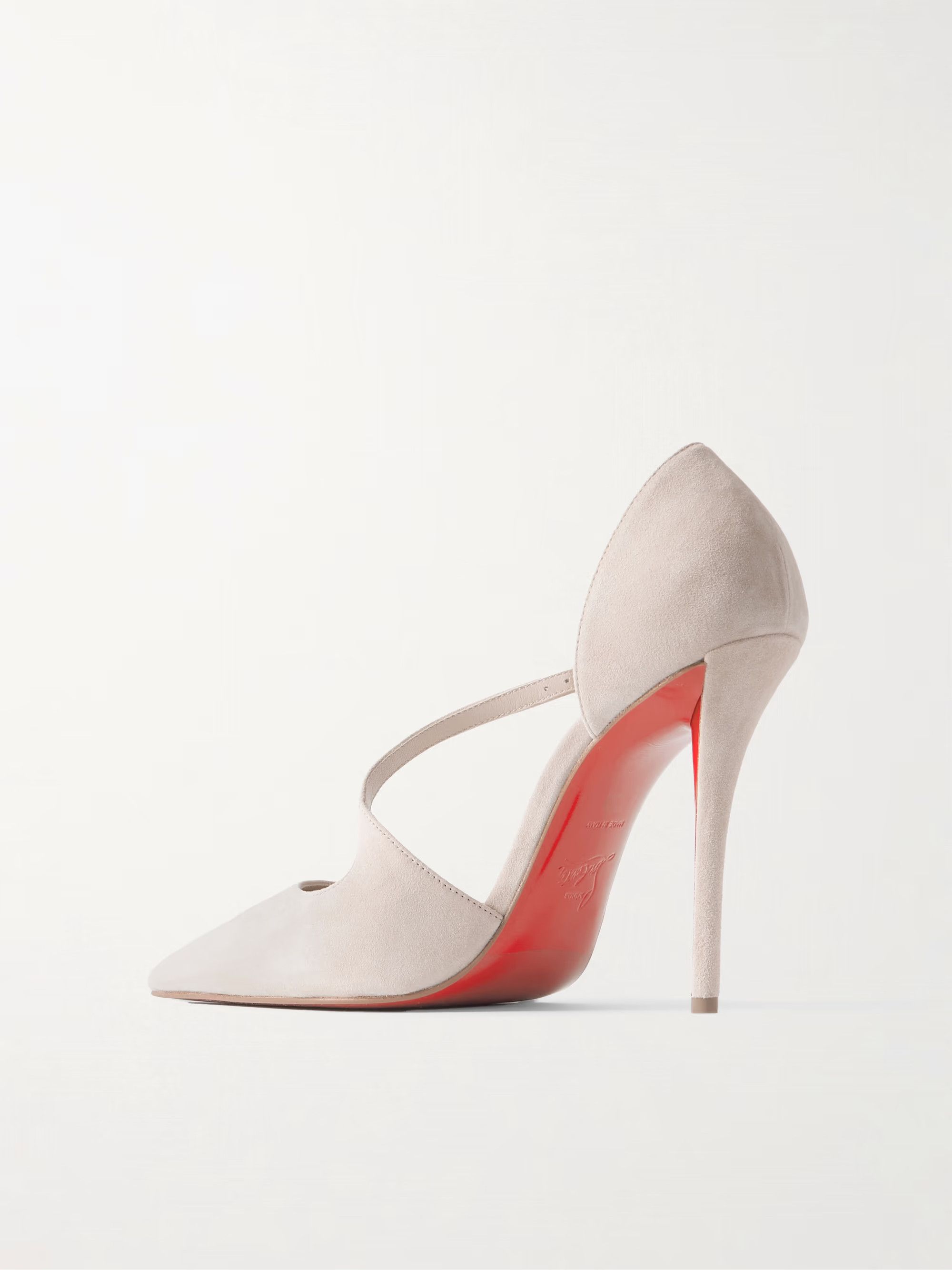Christian Louboutin Miss Ziggyta 100 Pearl Beige Suede Strap Heel Pump 39.5 Size US 9.5 / IT 39.5 - 16 Thumbnail