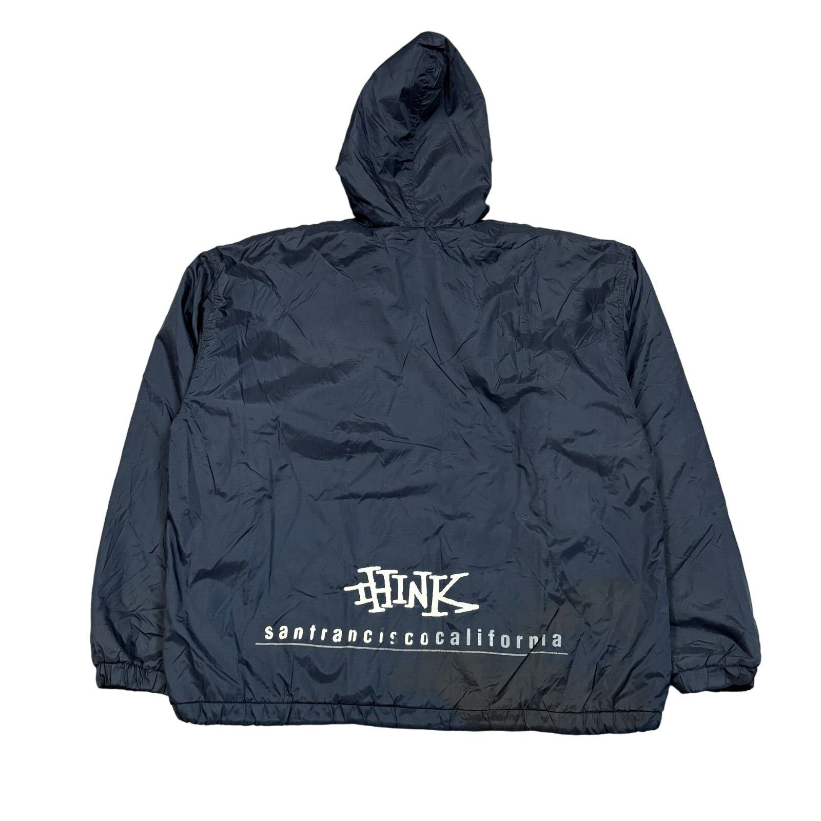 Vintage Rare Vintage 90s Think Skateboards Nylon Hooded Jacket Med Size US M / EU 48-50 / 2 - 1 Thumbnail