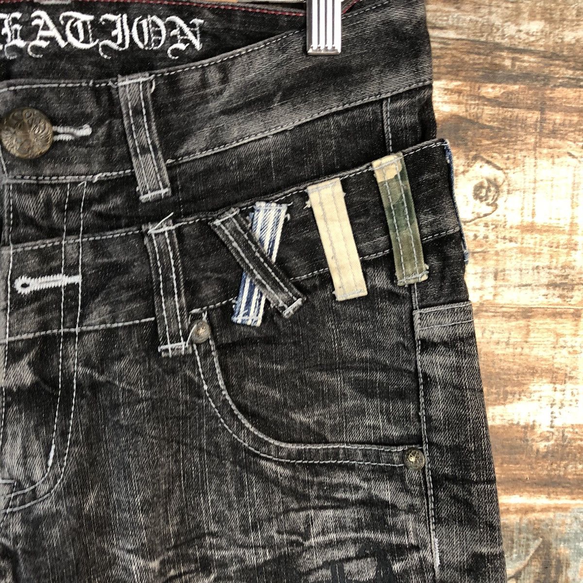 Japanese Brand DL Deluxe Black double waist rapper Denim Pants #C739 Size US 30 / EU 46 - 8 Thumbnail