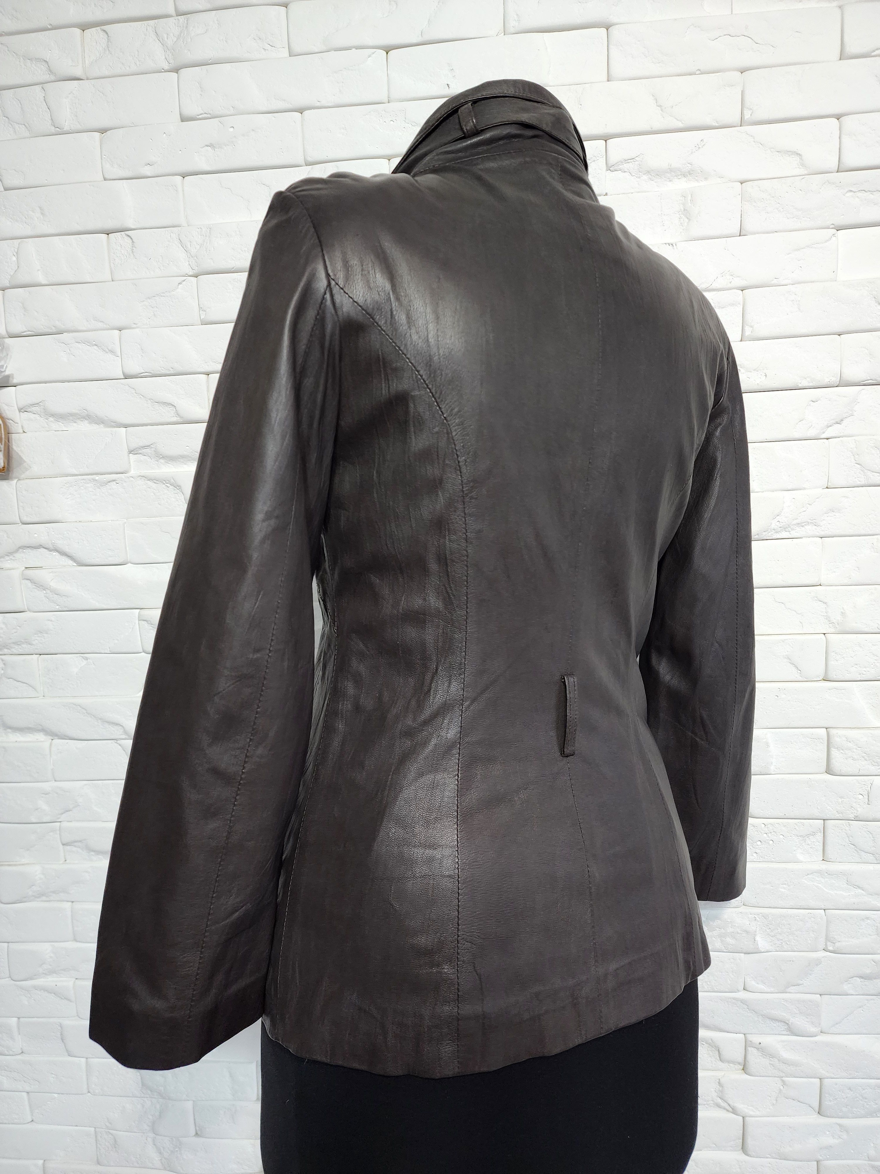 Other Brown Leather Jacket: Women's Button-Up with Pockets Size M / US 6-8 / IT 42-44 - 6 Thumbnail