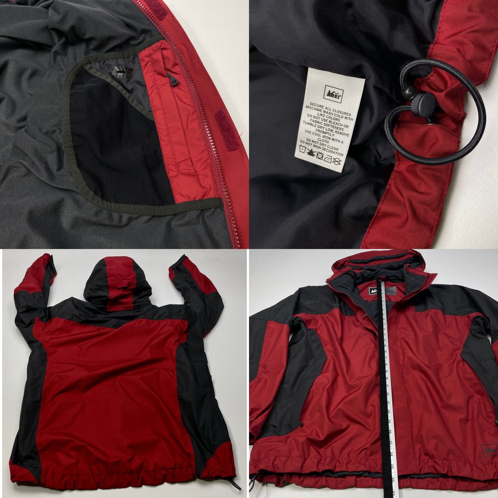 Vintage REI Elements E1 Hooded Rain Jacket Mens XL Maroon Black Vented Zippered Size US XL / EU 56 / 4 - 10 Thumbnail