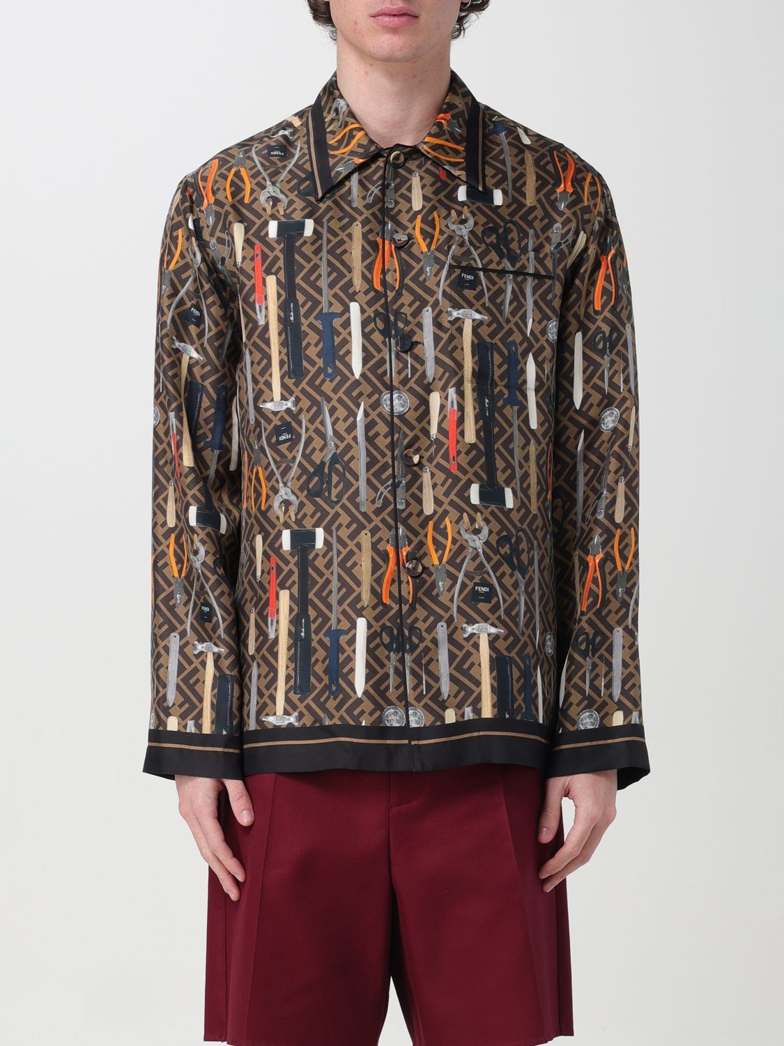 image of Fendi Shirt Men Tobacco (Size Small)