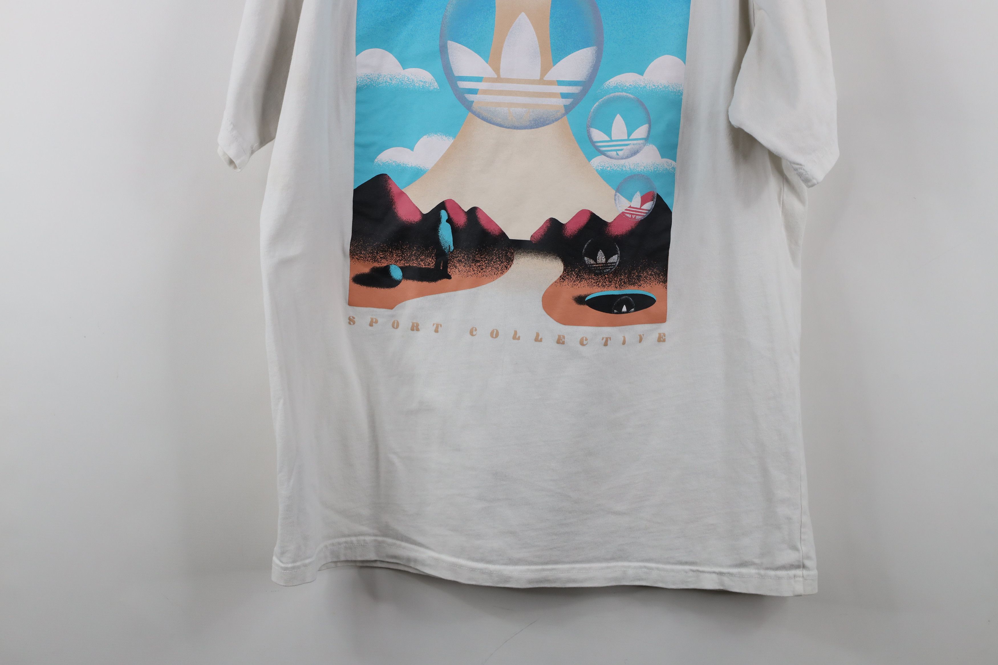 Adidas × Vintage Vintage Y2K Adidas Salvador Dali Style Art T-Shirt White Size US M / EU 48-50 / 2 - 14 Thumbnail
