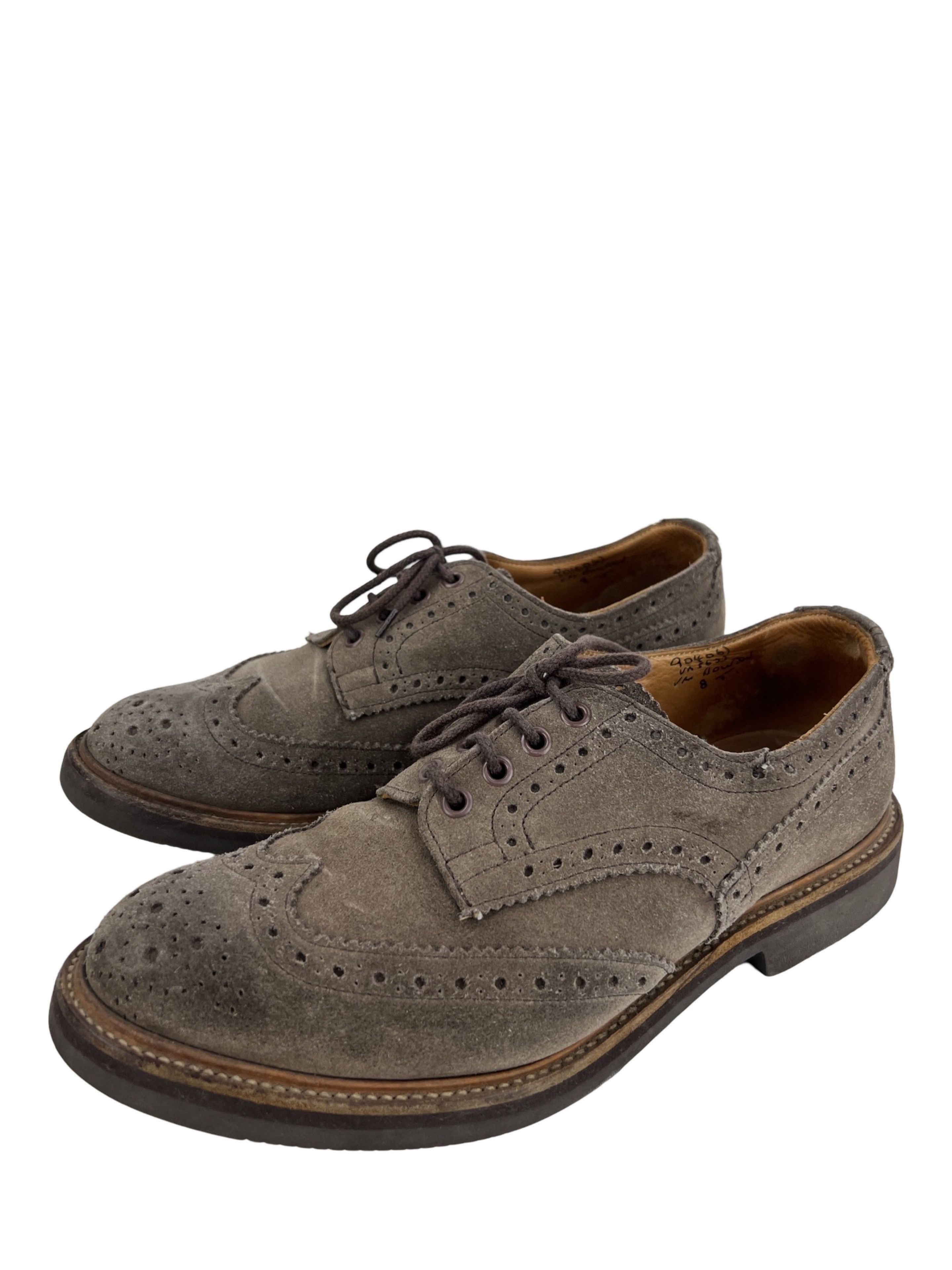 Trickers Downton Handmade Gray Suede Derby Shoes