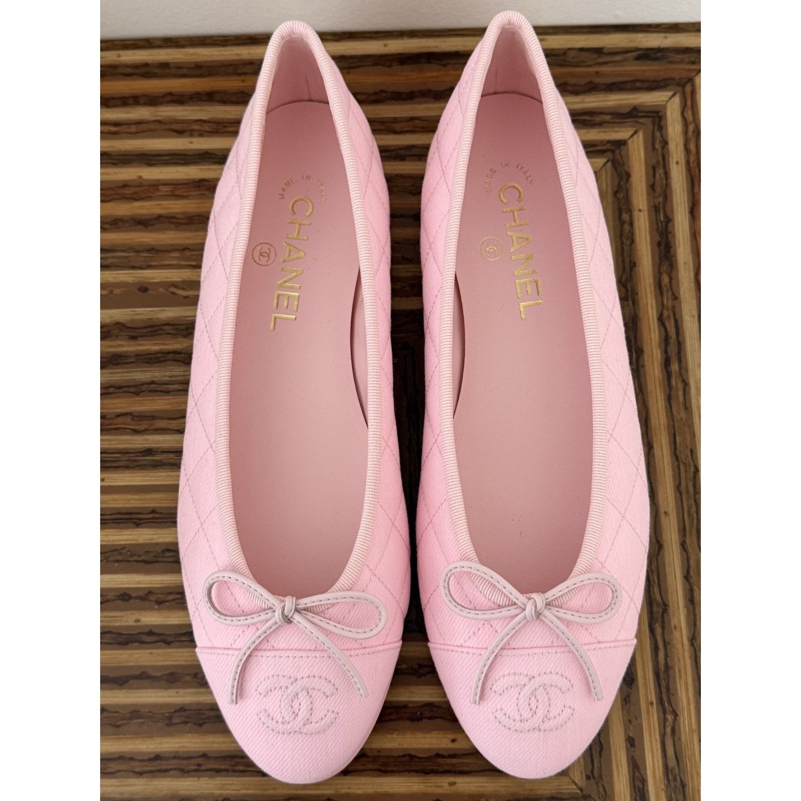 Chanel Chanel Light Pink Denim Quilted Ballet Flat 37.5 Size US 7.5 / IT 37.5 - 12 Thumbnail