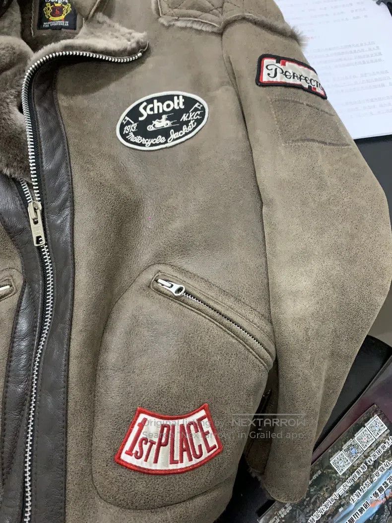 Schott Schott Vintage motorcycle leather jacket, sheepskin fur is Size US M / EU 48-50 / 2 - 3 Thumbnail