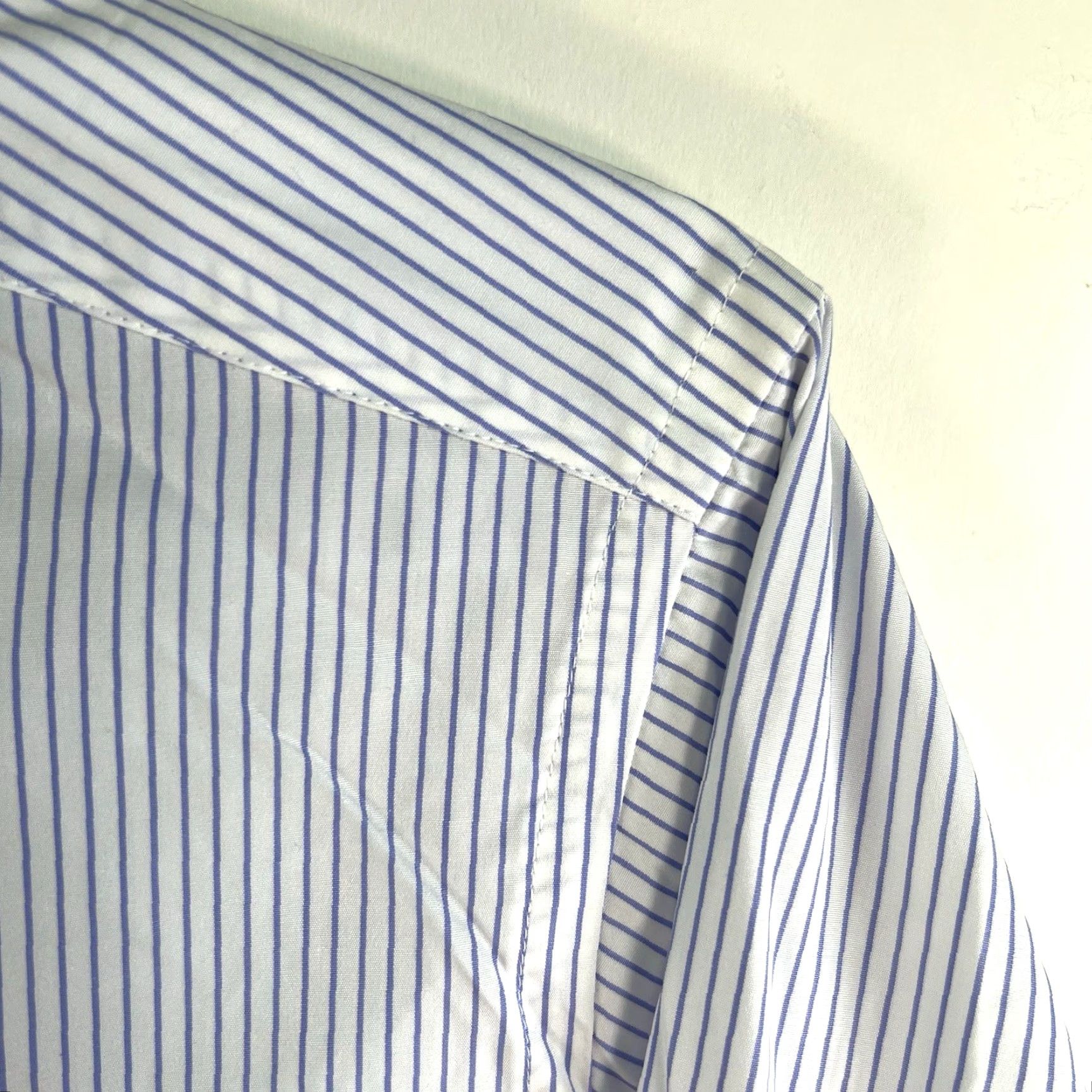 Vintage Apposta Shirt Mens 4XL Striped Button-Up White/Blue Casual Designer Made in Italy Big & Tall Mens Size US XXL / EU 58 / 5 - 2 Thumbnail