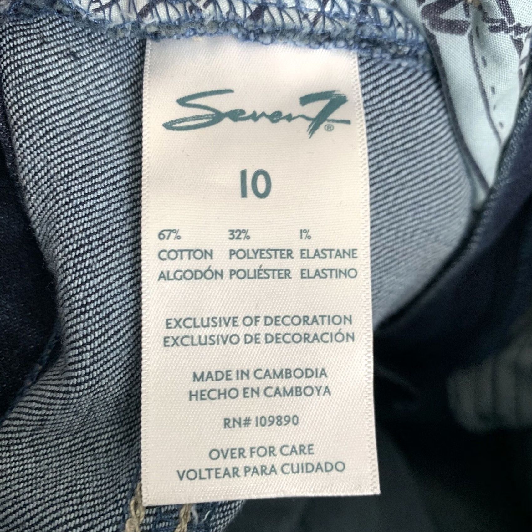 Vintage Seven7 Jeans crop Raw Hem Dark Wash Blue Denim Stretch Womens Sz 10 Fashion Jean Size 32" / US 10 / IT 46 - 6 Thumbnail