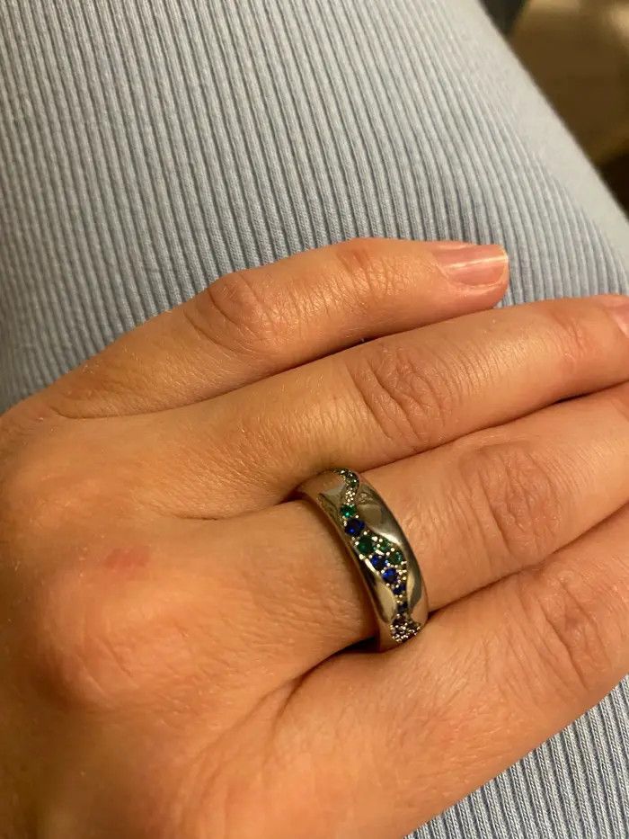 Jewelry Luxury Crystal Green/Blue Rings Size ONE SIZE - 6 Thumbnail