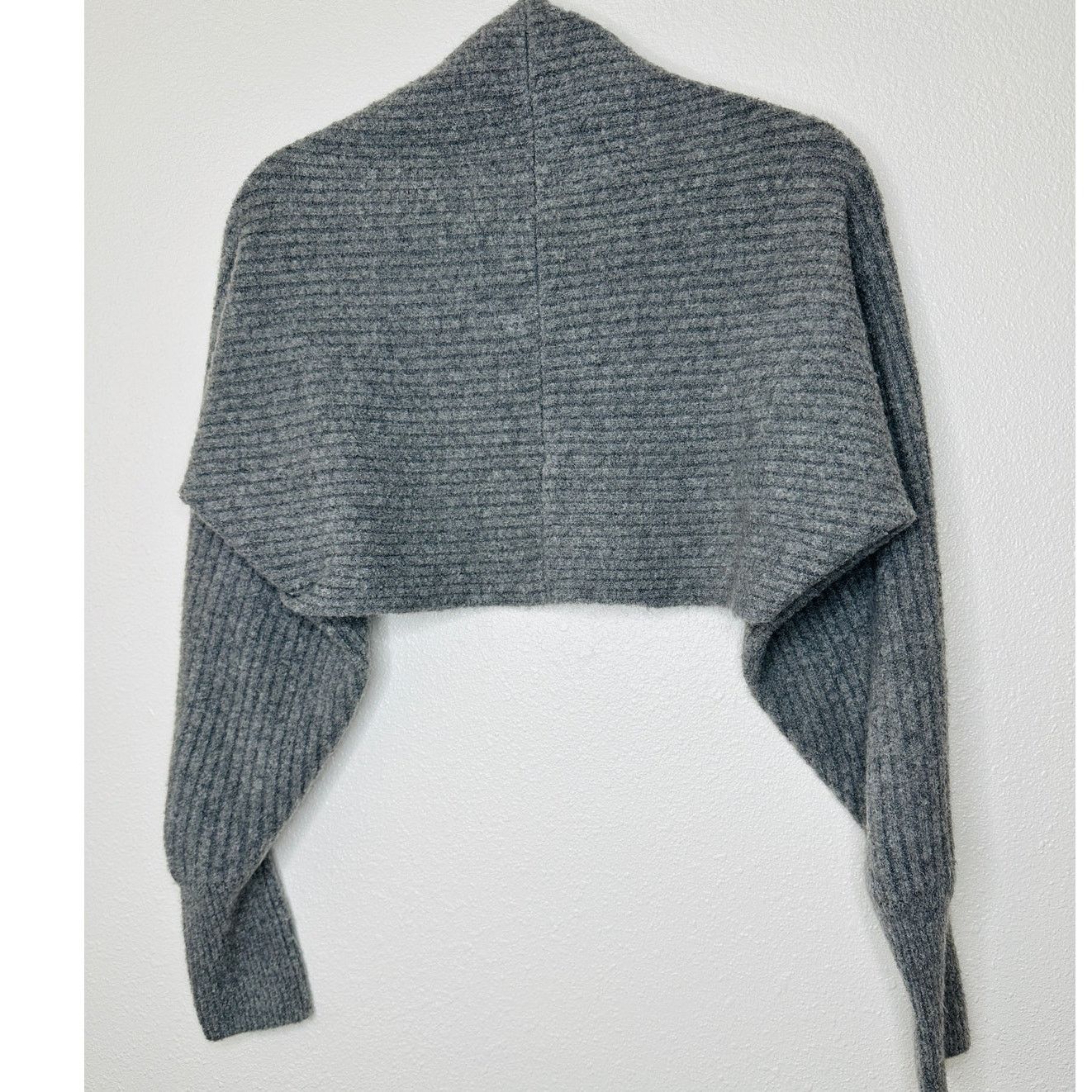 Zara ZARA Heather Gray Ribbed Knit Long Sleeve Bolero Shrug M Size M / US 6-8 / IT 42-44 - 6 Thumbnail