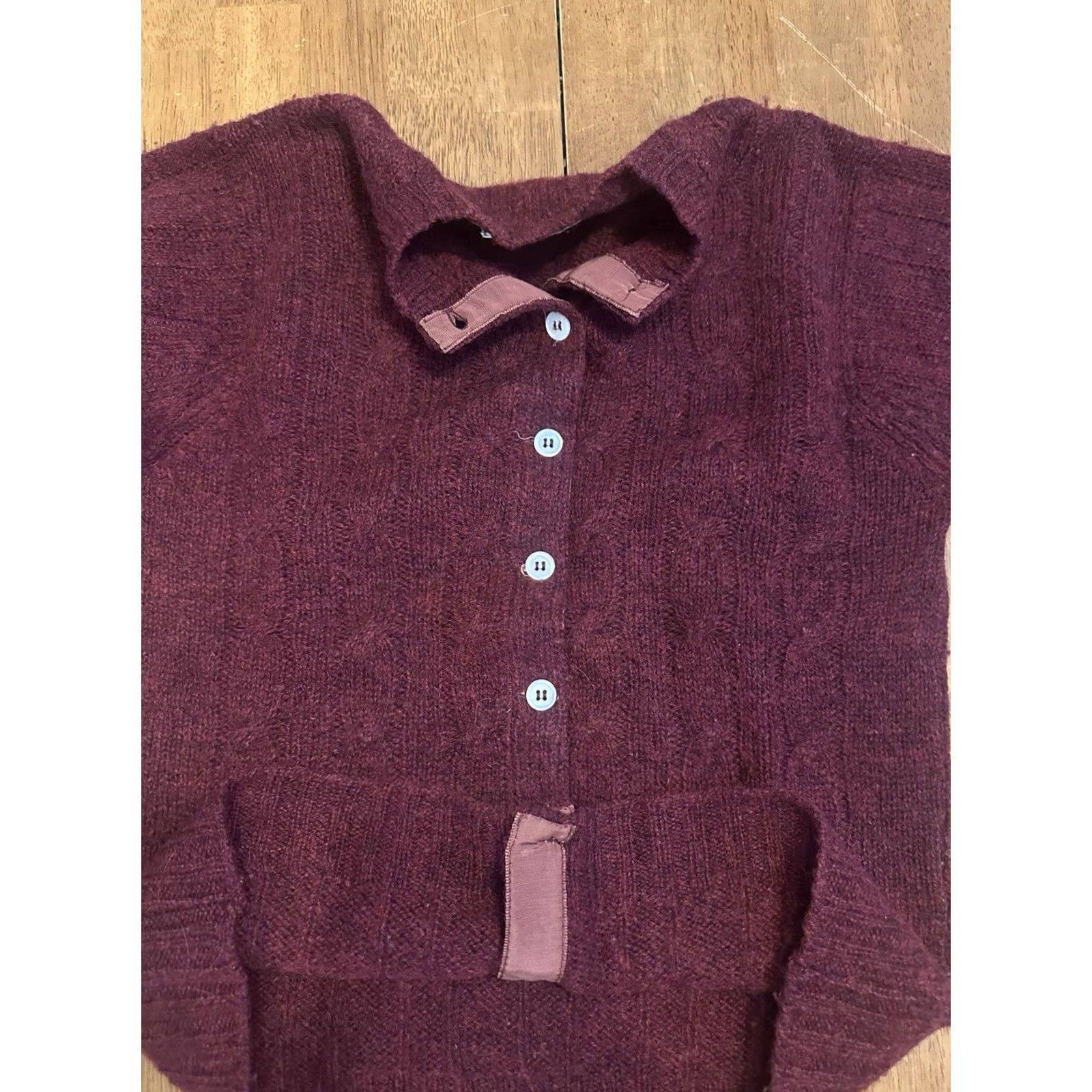 Vintage VINTAGE Cardigan Sweater Women’s Small Maroon 50s New Haven Made In England Size S / US 4 / IT 40 - 3 Thumbnail