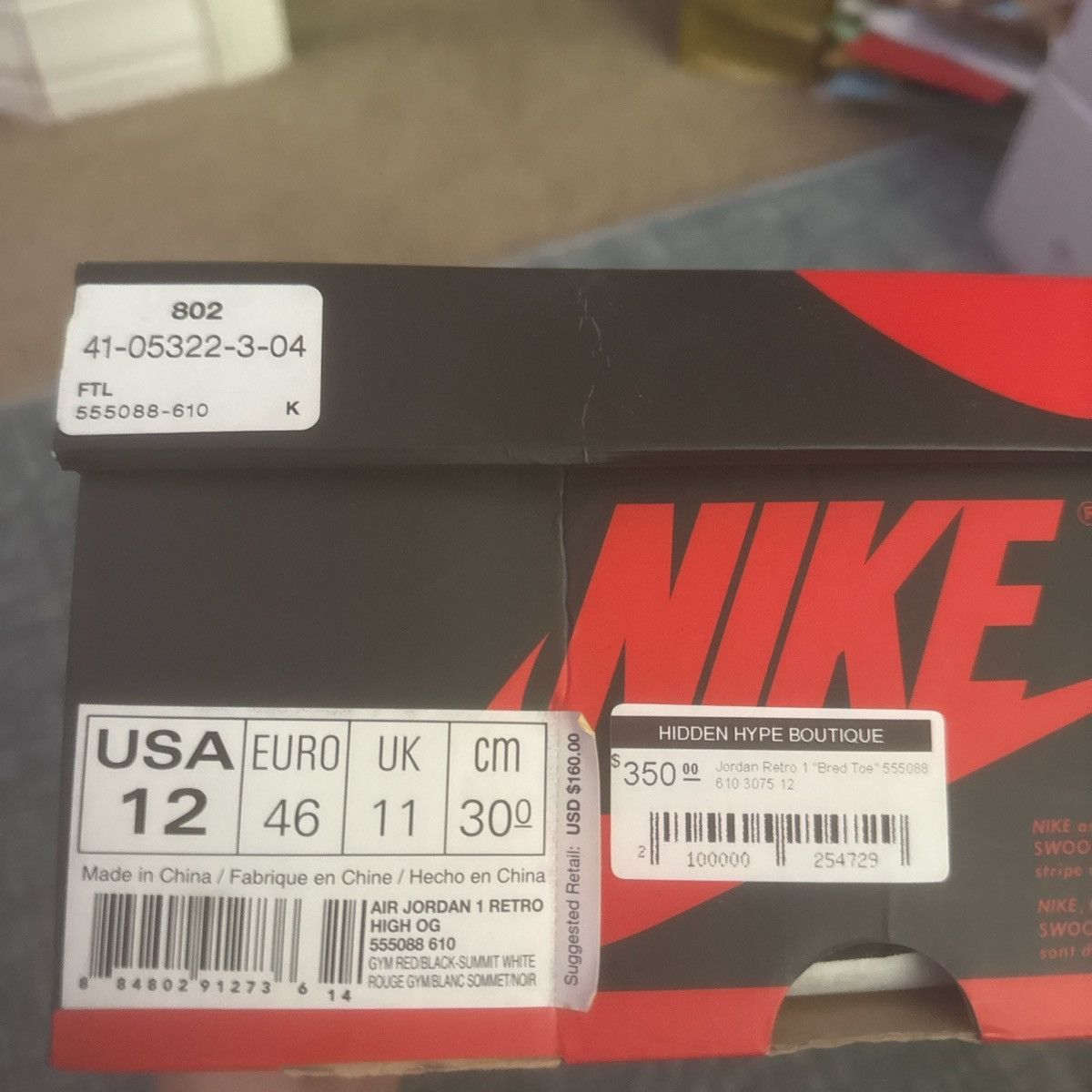 Jordan 1 Bred Toe
