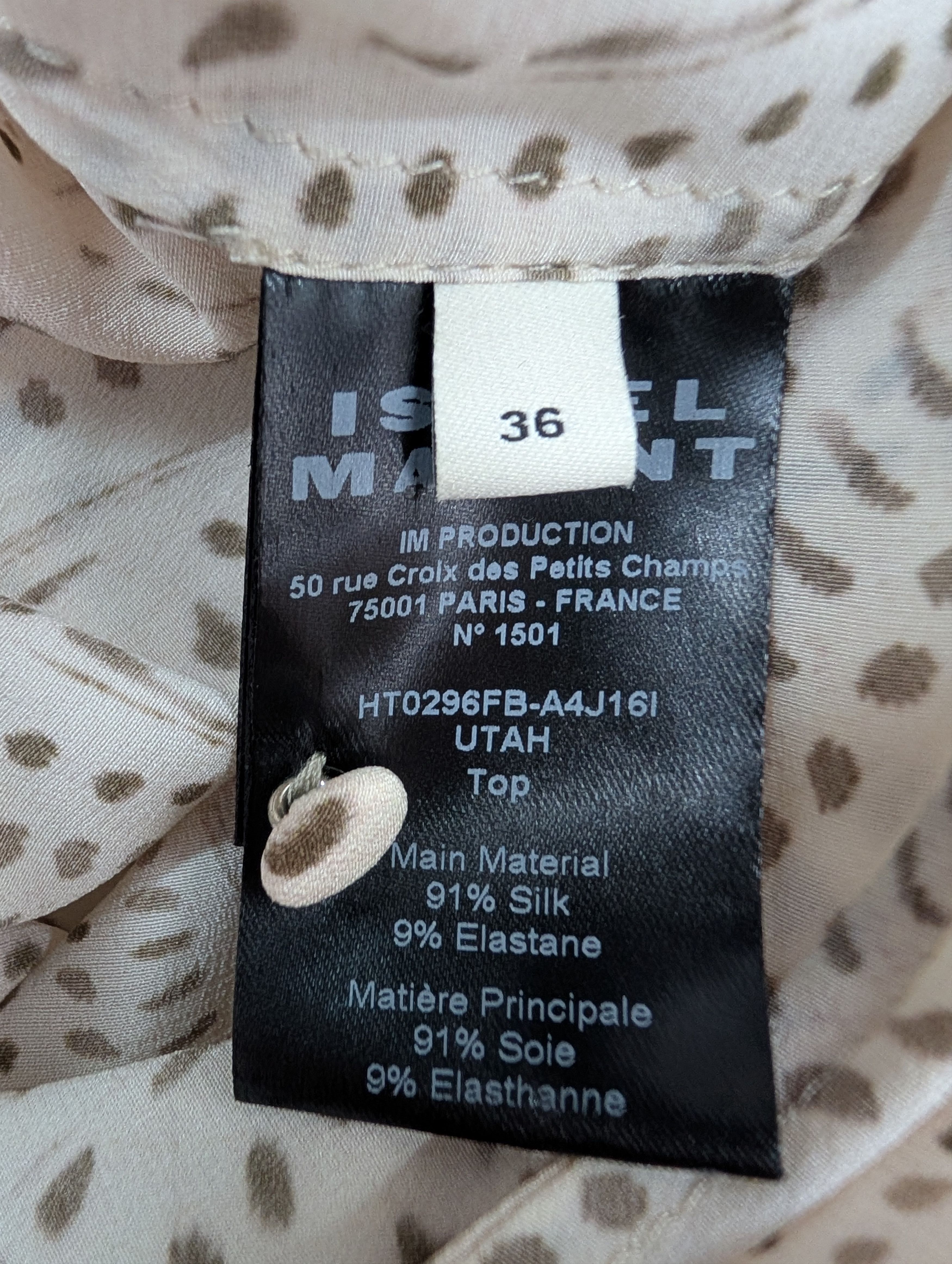 Isabel Marant Isabel Marant Beige Printed Long Sleeve Silk Top Size XS / US 0-2 / IT 36-38 - 6 Thumbnail