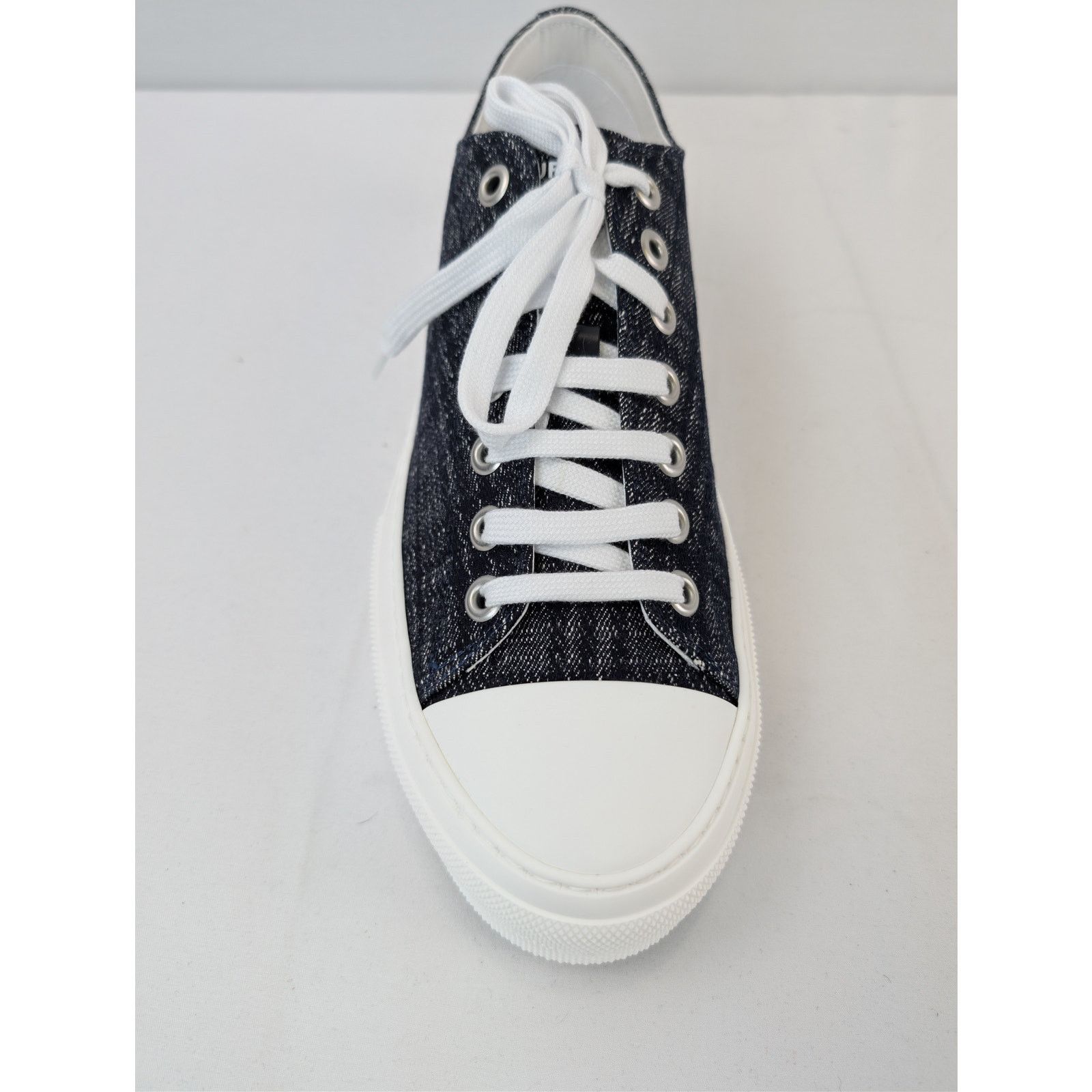 Burberry o1rshd1 Jack Check denim low-top sneakers white rubber sole Size US 12 / EU 45 - 16 Thumbnail